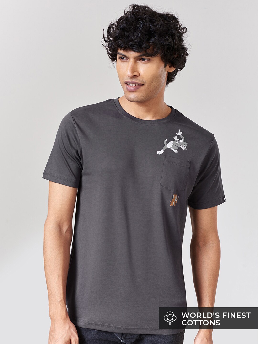 

The Souled Store Men Grey Typography T-shirt