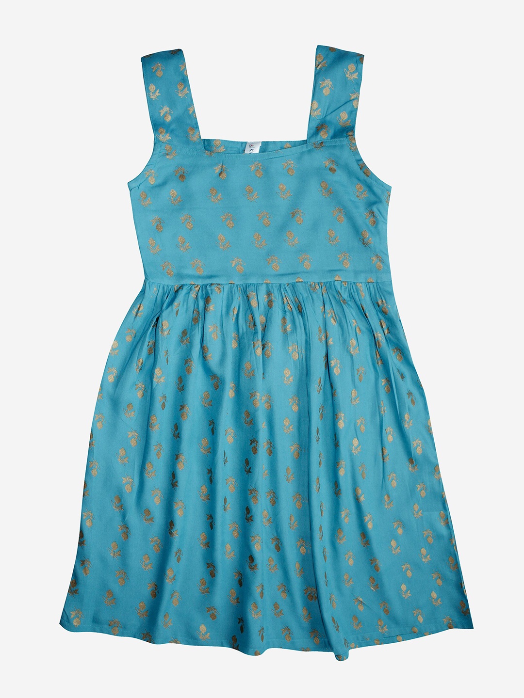 

KiddoPanti Girls Blue Floral A-Line Dress