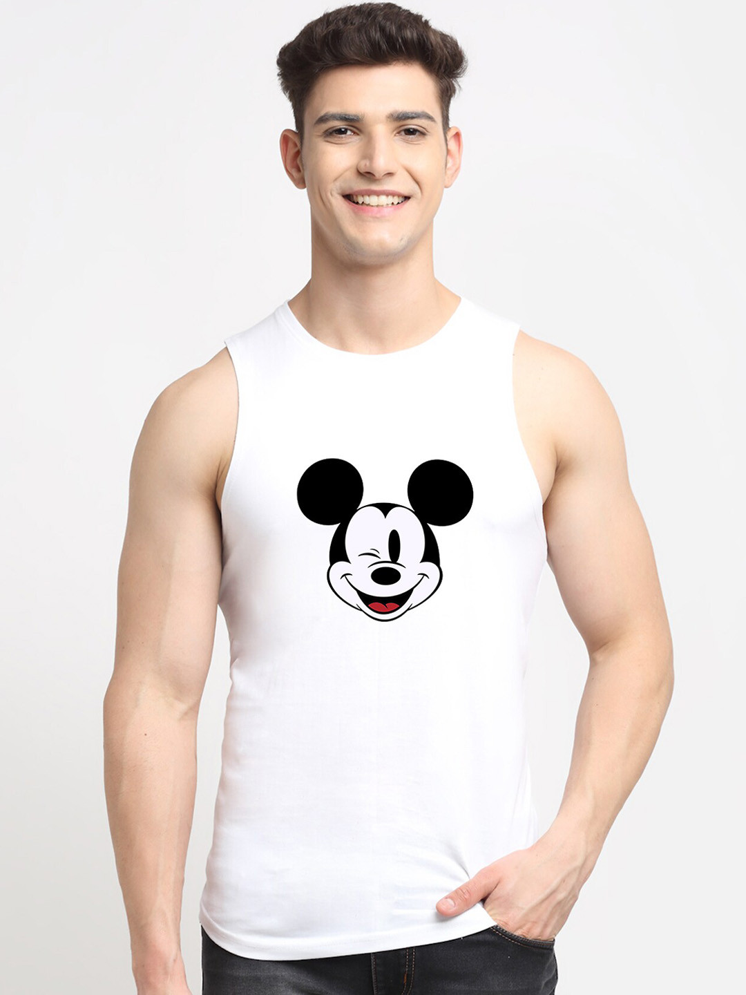 

Friskers Men White & Black Printed Cotton Innerwear Vests