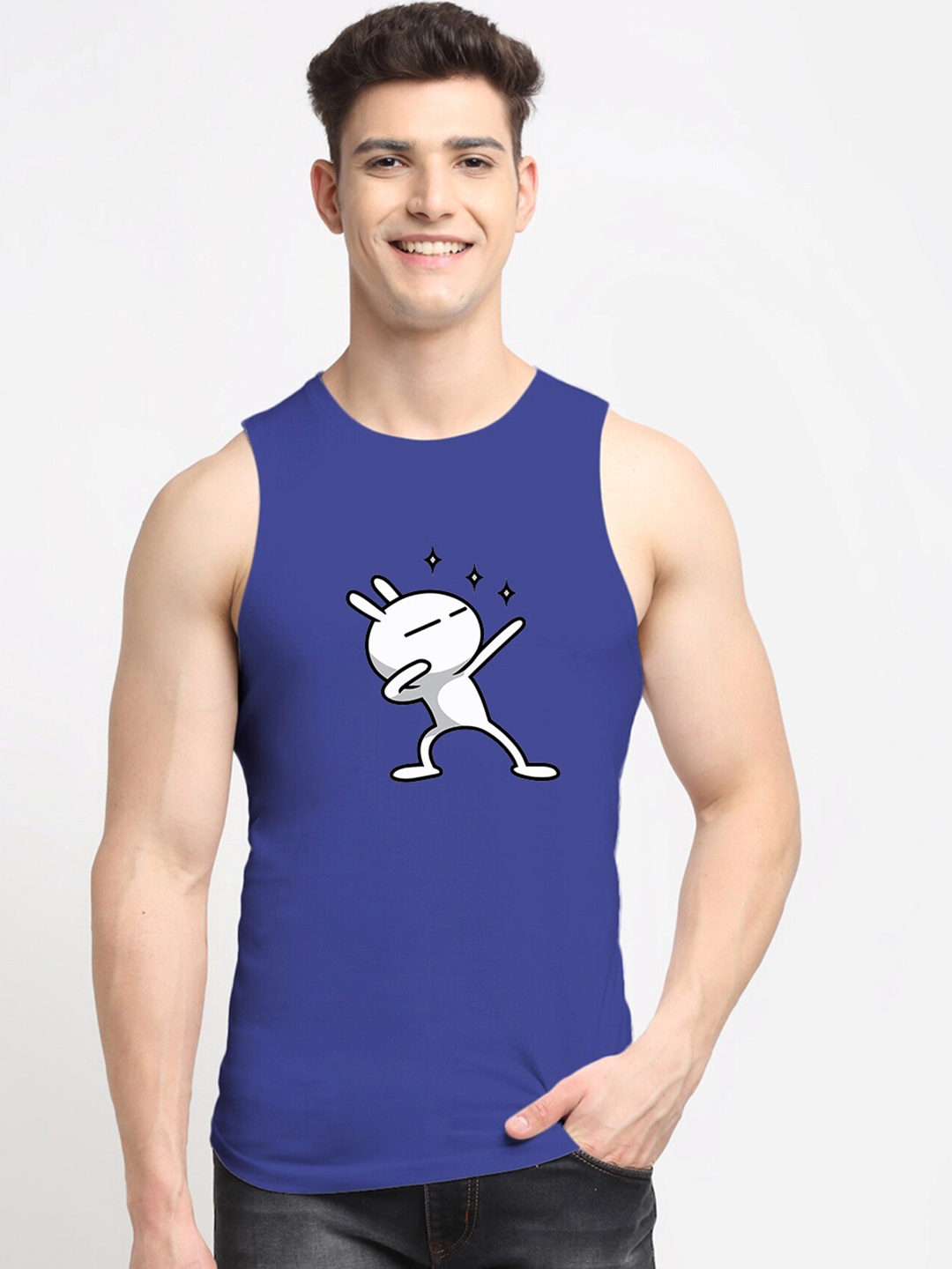 

Friskers Men Navy Blue Printed Innerwear Vests