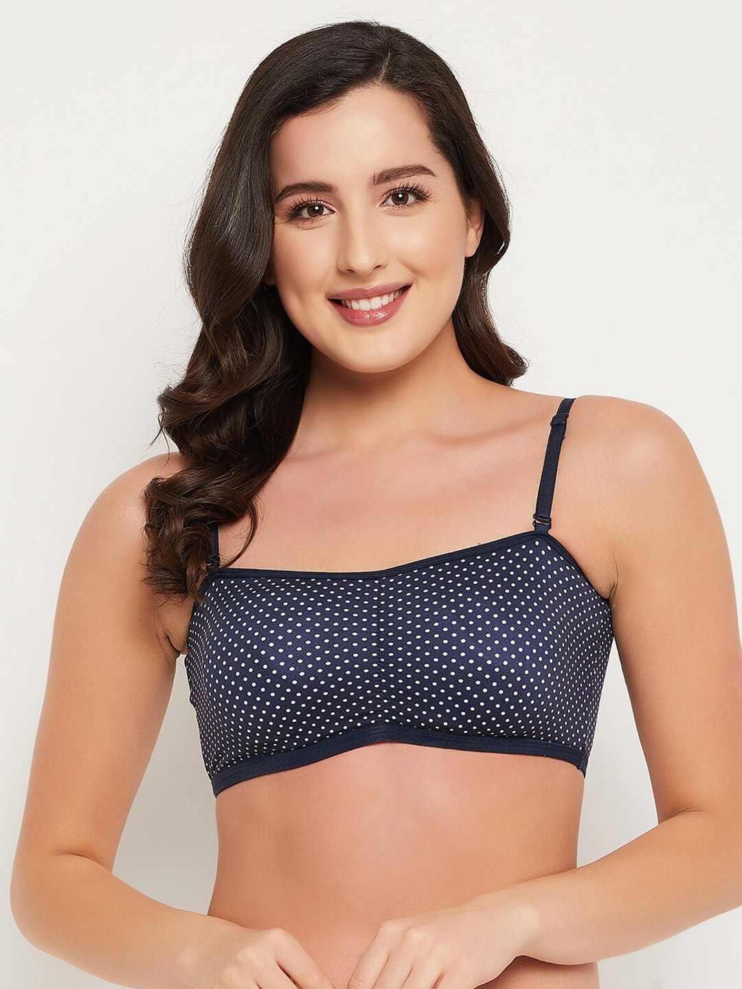 

Clovia Blue & White Geometric Bandeau Bra Lightly Padded