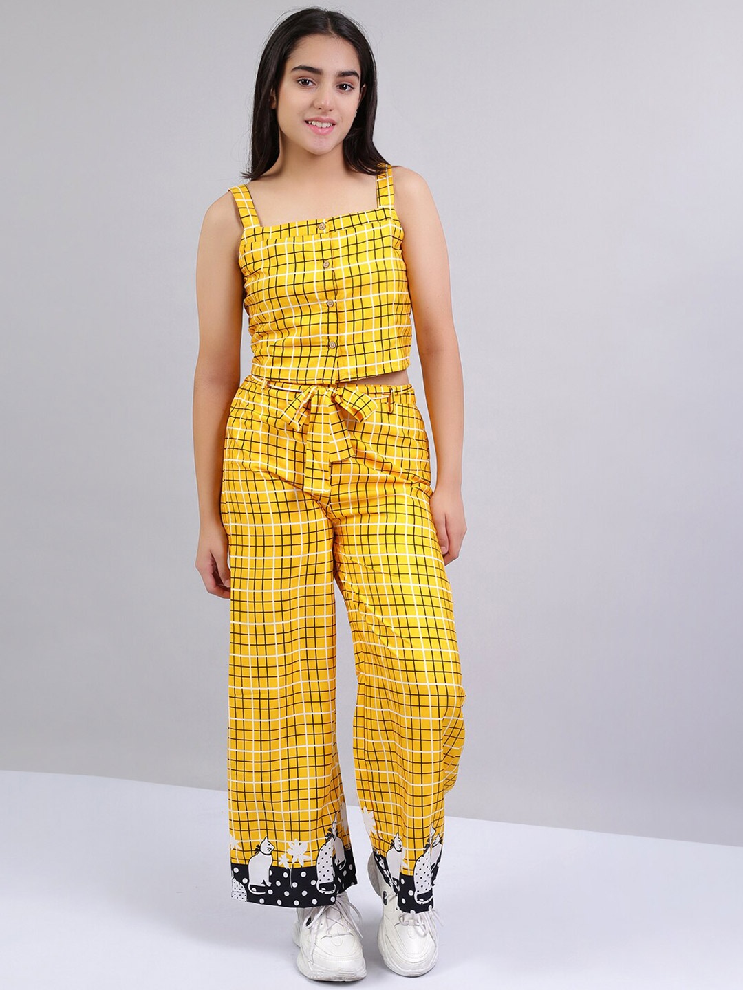 

Naughty Ninos Girls Yellow & Black Checked Top with Palazzos