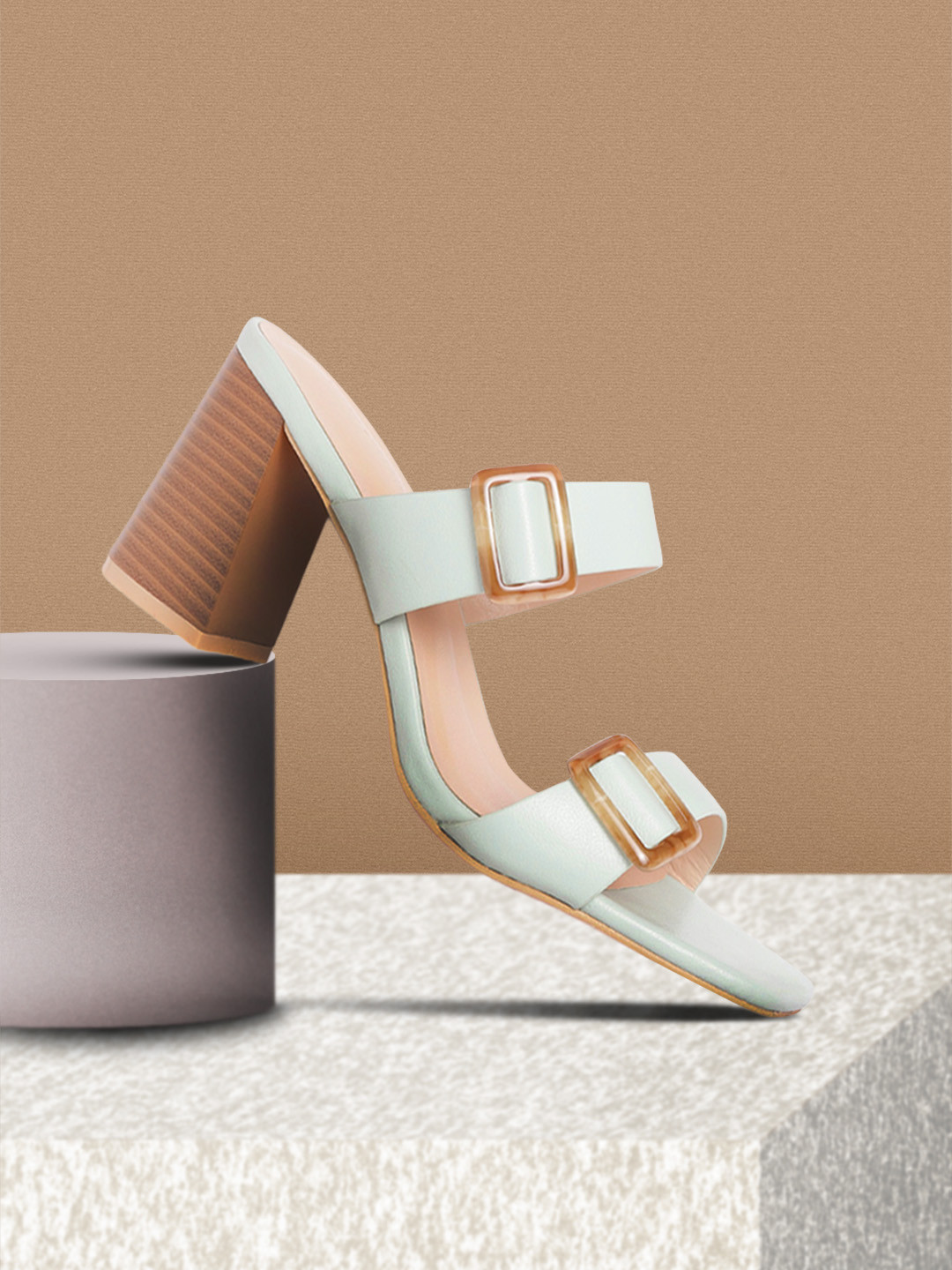 

Allen Solly Women Sage Green Solid Block Heels
