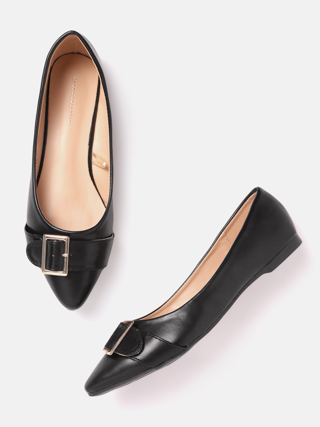 

Allen Solly Women Black Ballerinas with Buckles Detail