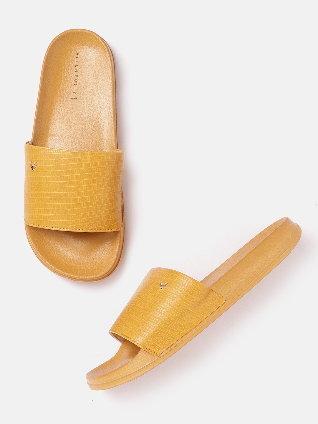 

Allen Solly Women Mustard Yellow Textured Sliders