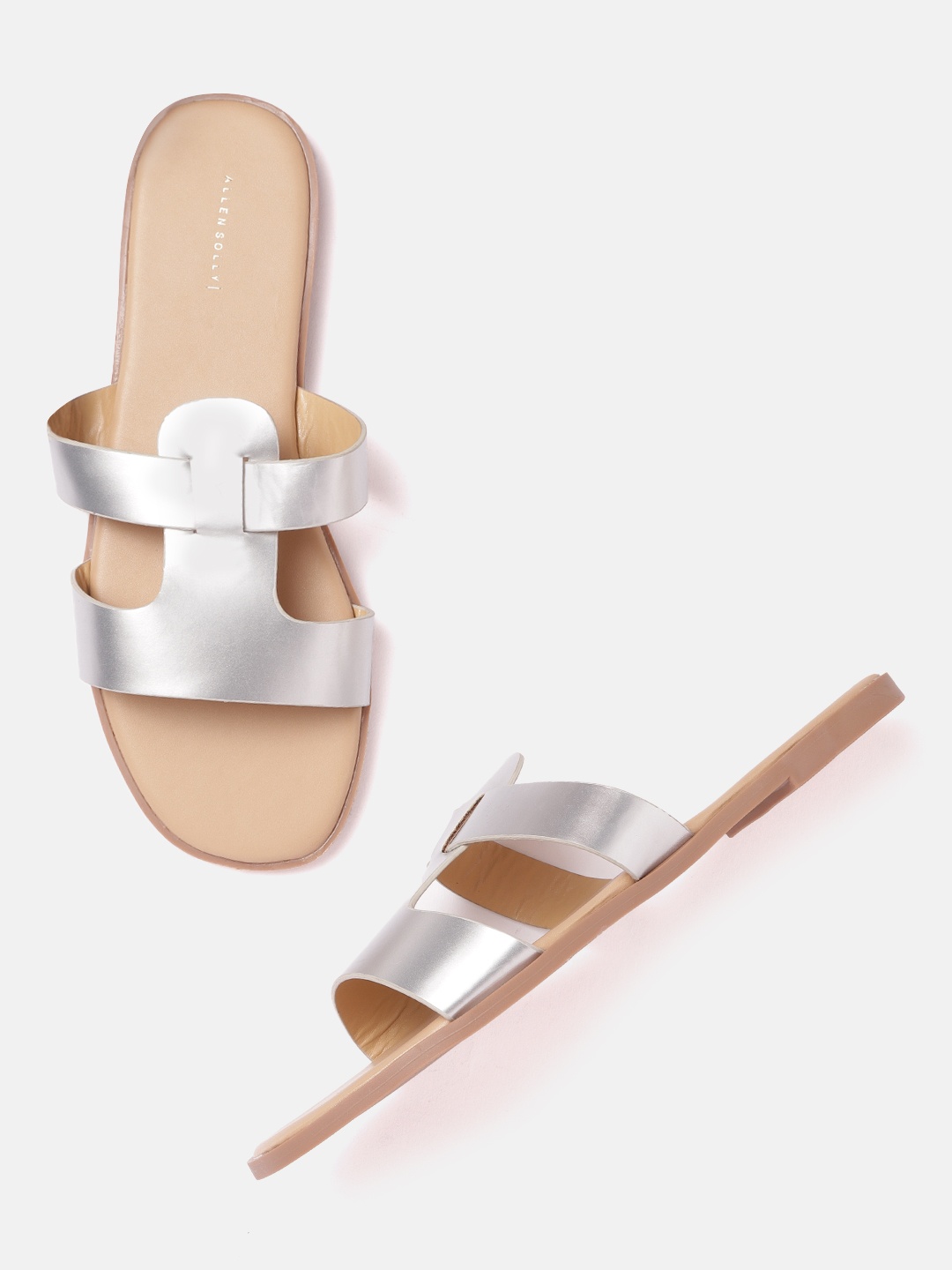

Allen Solly Women Silver-Toned Solid Cut-Out Detail Open Toe Flats