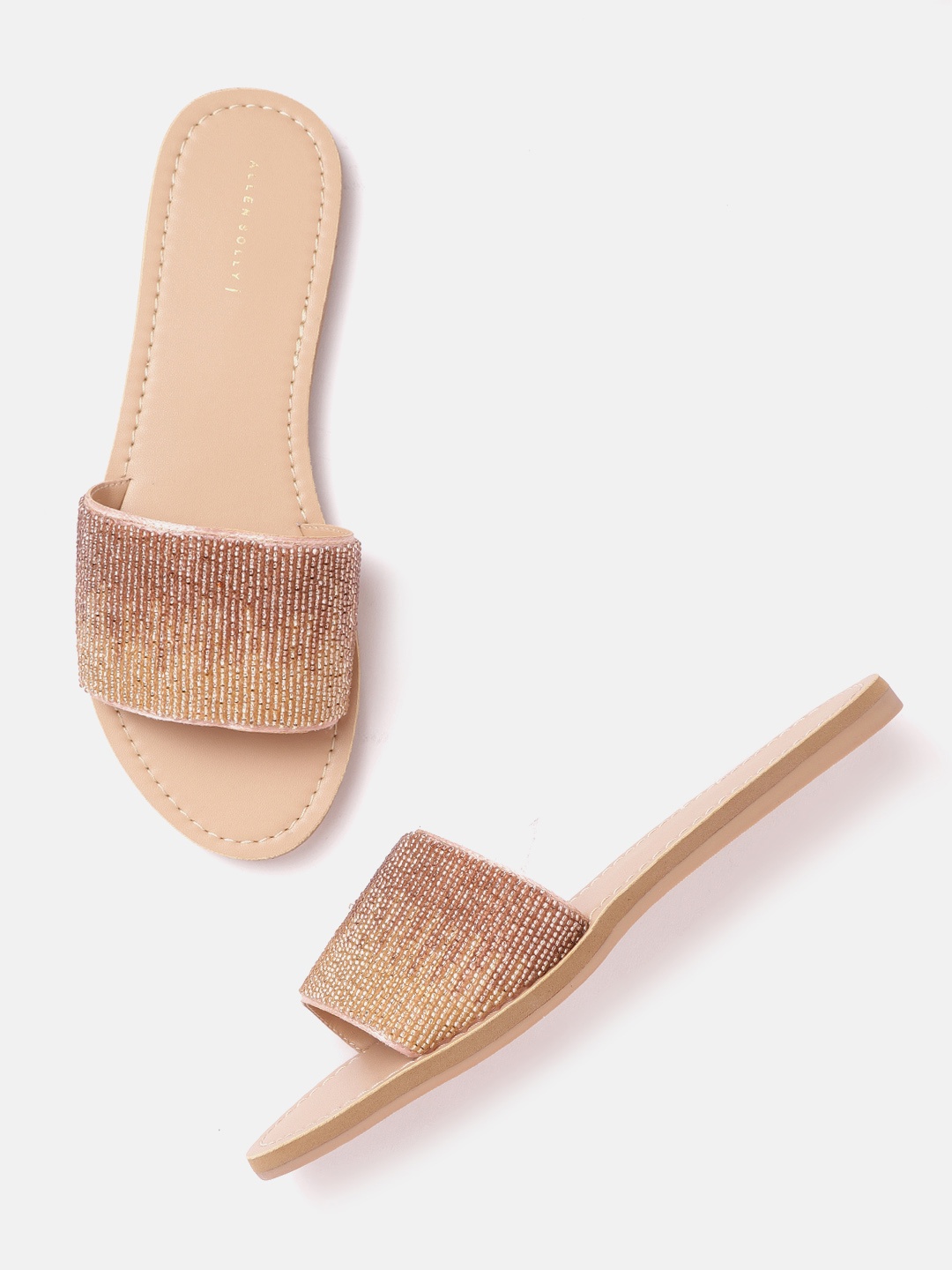 

Allen Solly Women Gold-Toned Embellished Open Toe Flats