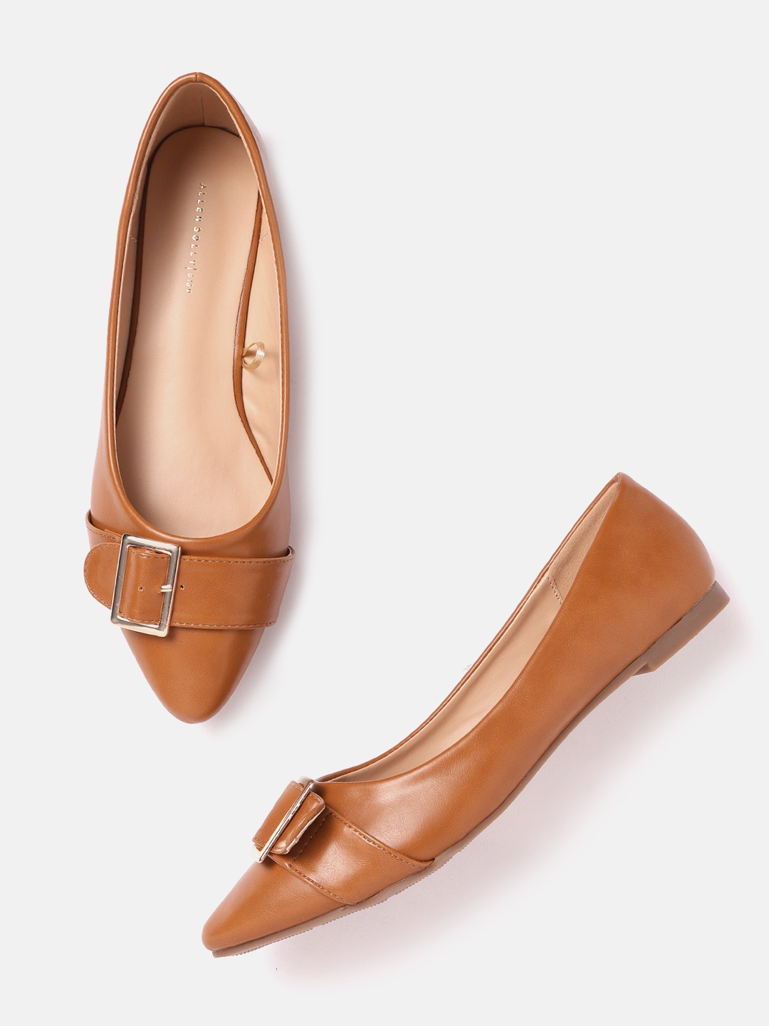 

Allen Solly Women Tan Brown Solid Ballerinas with Buckles