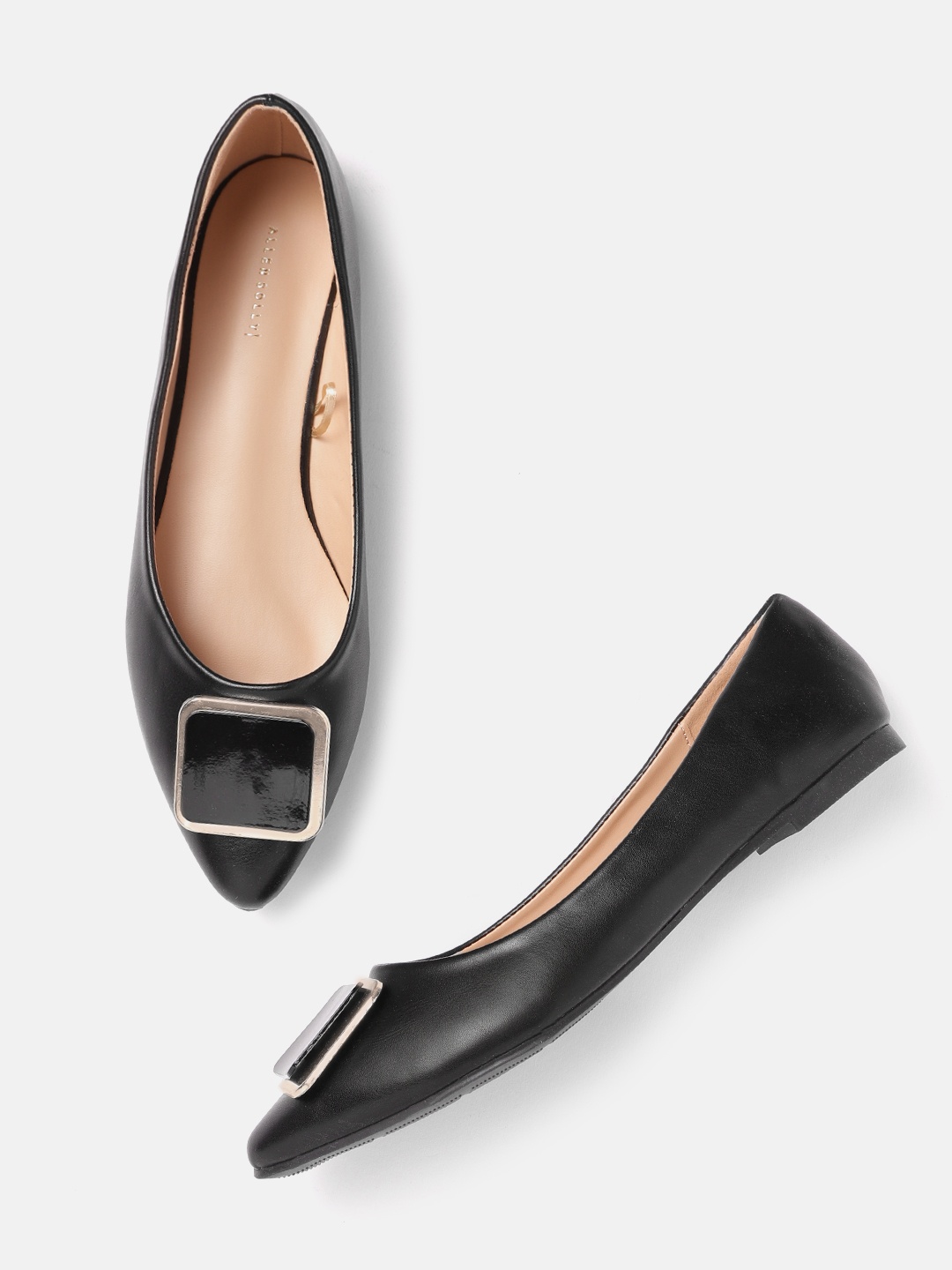 

Allen Solly Women Black Solid Ballerinas with Buckles Detail