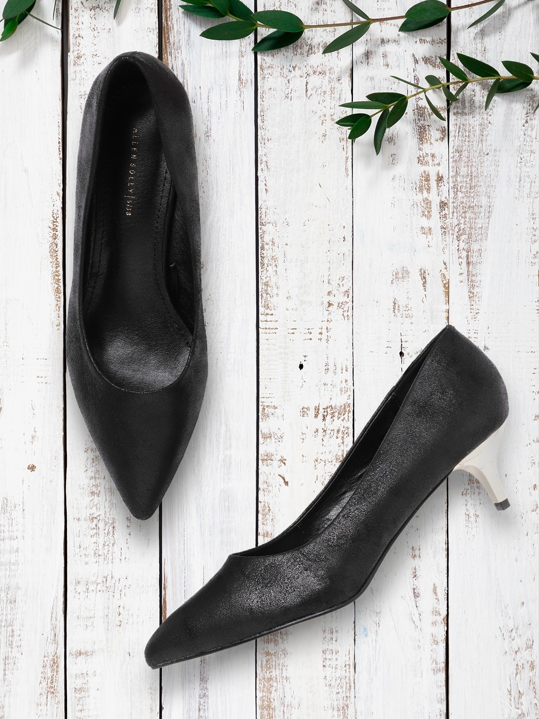 

Allen Solly Women Black Shimmery Kitten Heels
