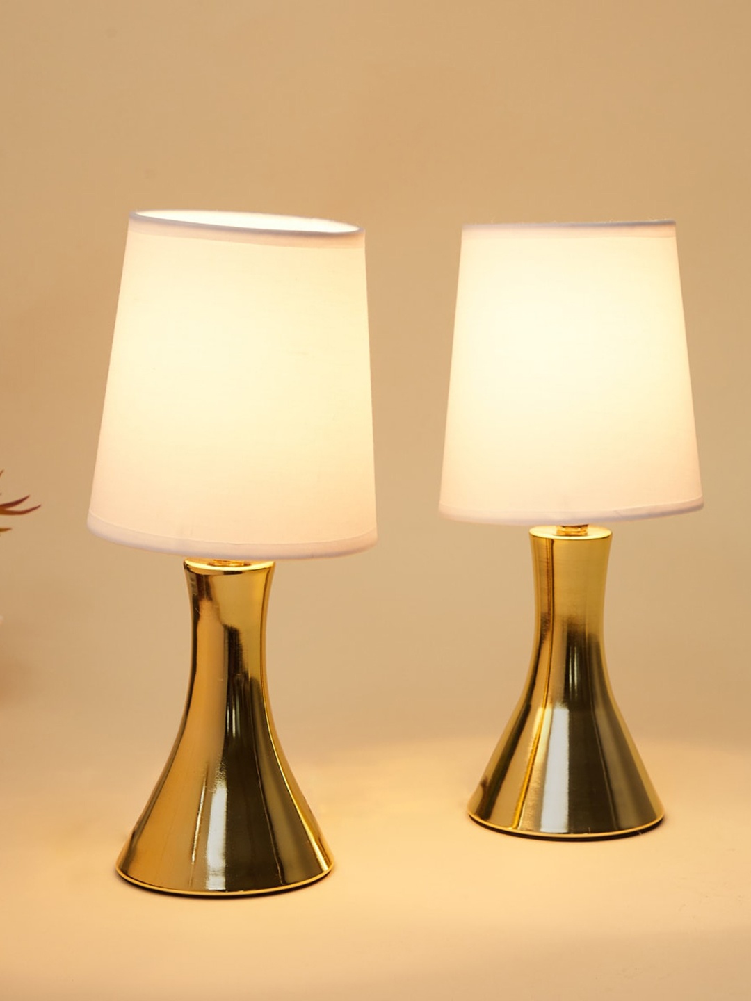 

Home Centre White & Brown Albama Fiesta Gold Metal Touch Table Lamp, Multi