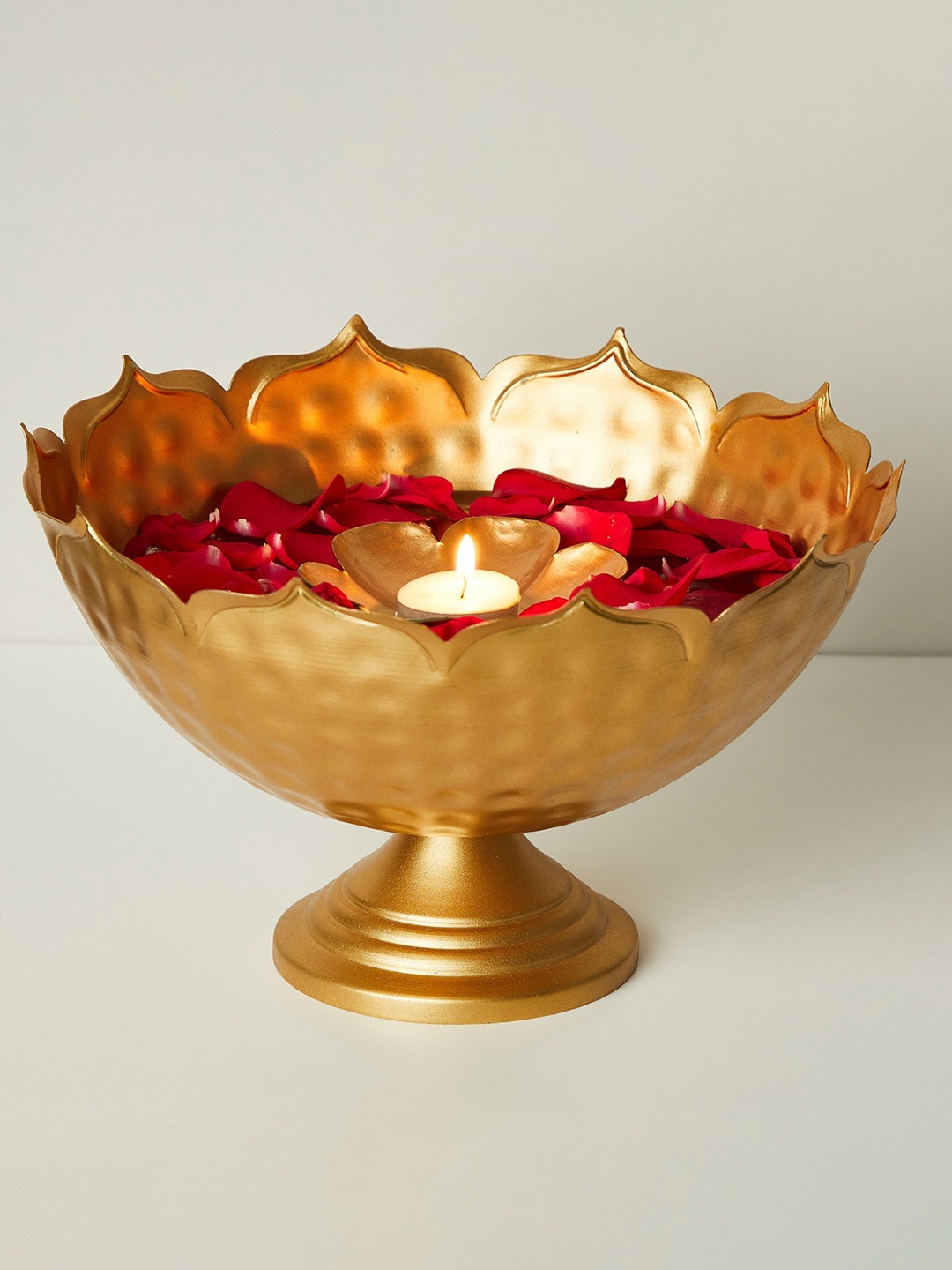 

Home Centre Gold-Toned Corsica Kamal Metal Potpourri Bowl With Stand