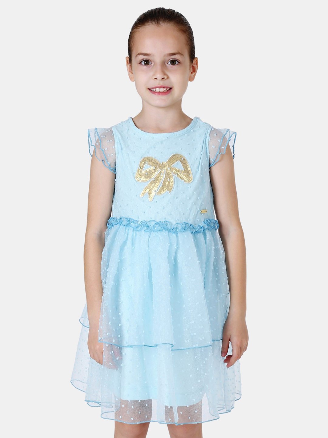 

One Friday Girls Blue Floral Net Dress