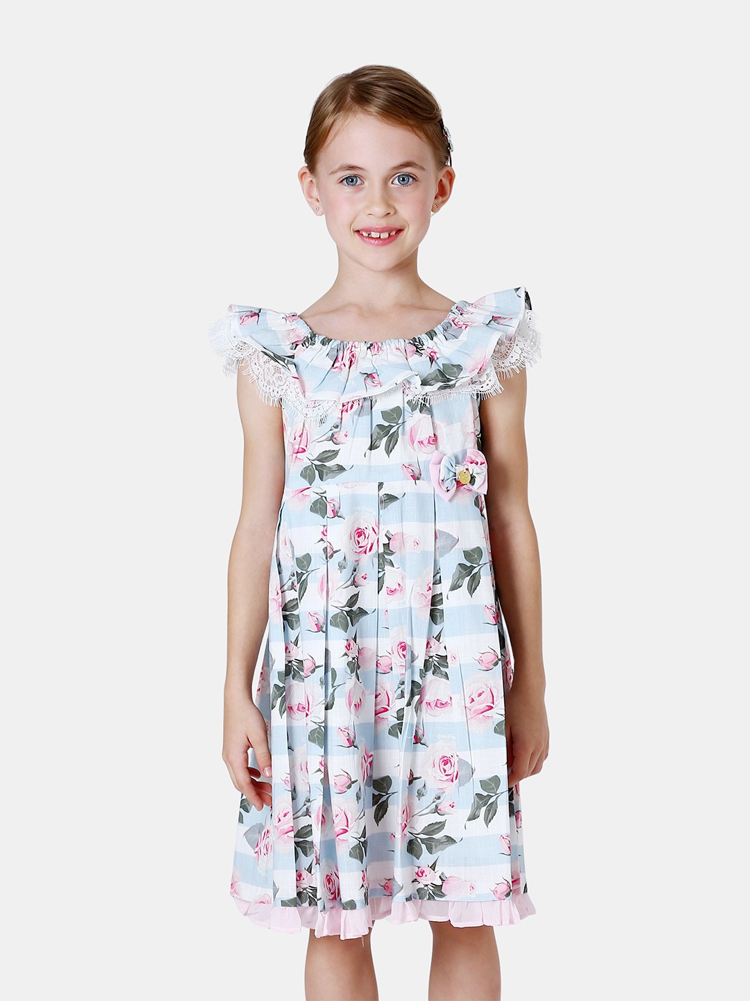 

One Friday Girls Blue Floral A-Line Dress