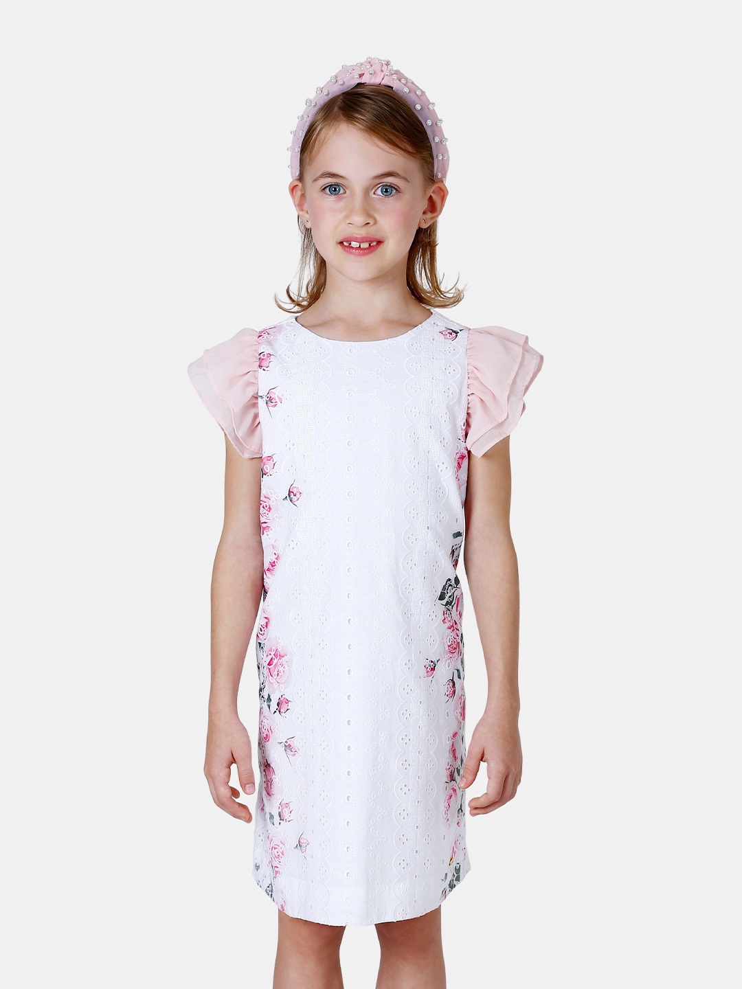 

One Friday Girls White Floral A-Line Dress