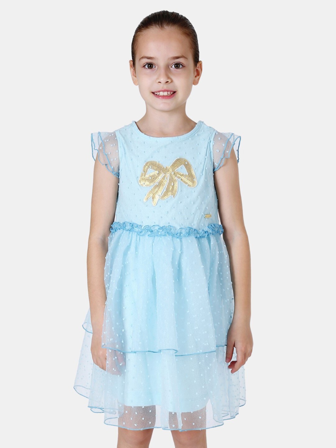 

One Friday Girls Blue Floral Net Dress