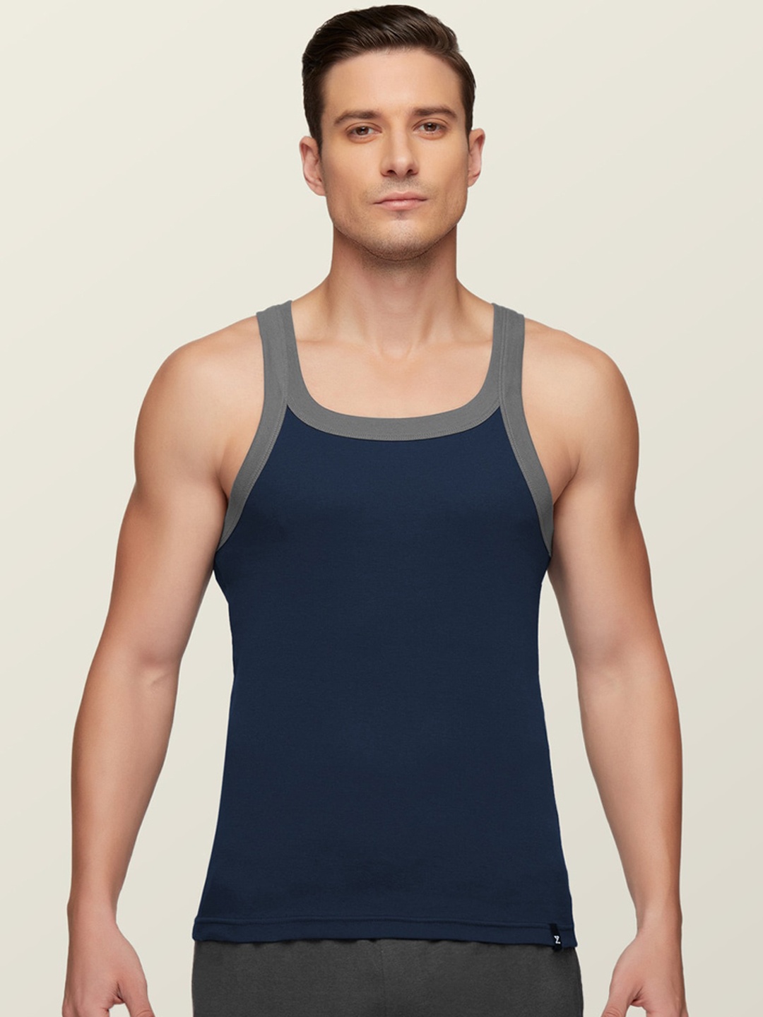 

XYXX Men Blue Anti-Bacterial Super Combed Pure Cotton Square Neck Knitted Basic Vest
