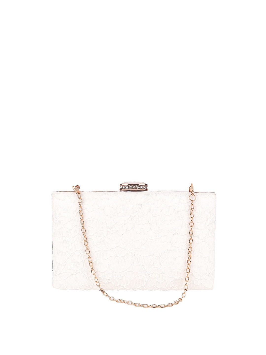 

ODETTE White Textured Box Clutch