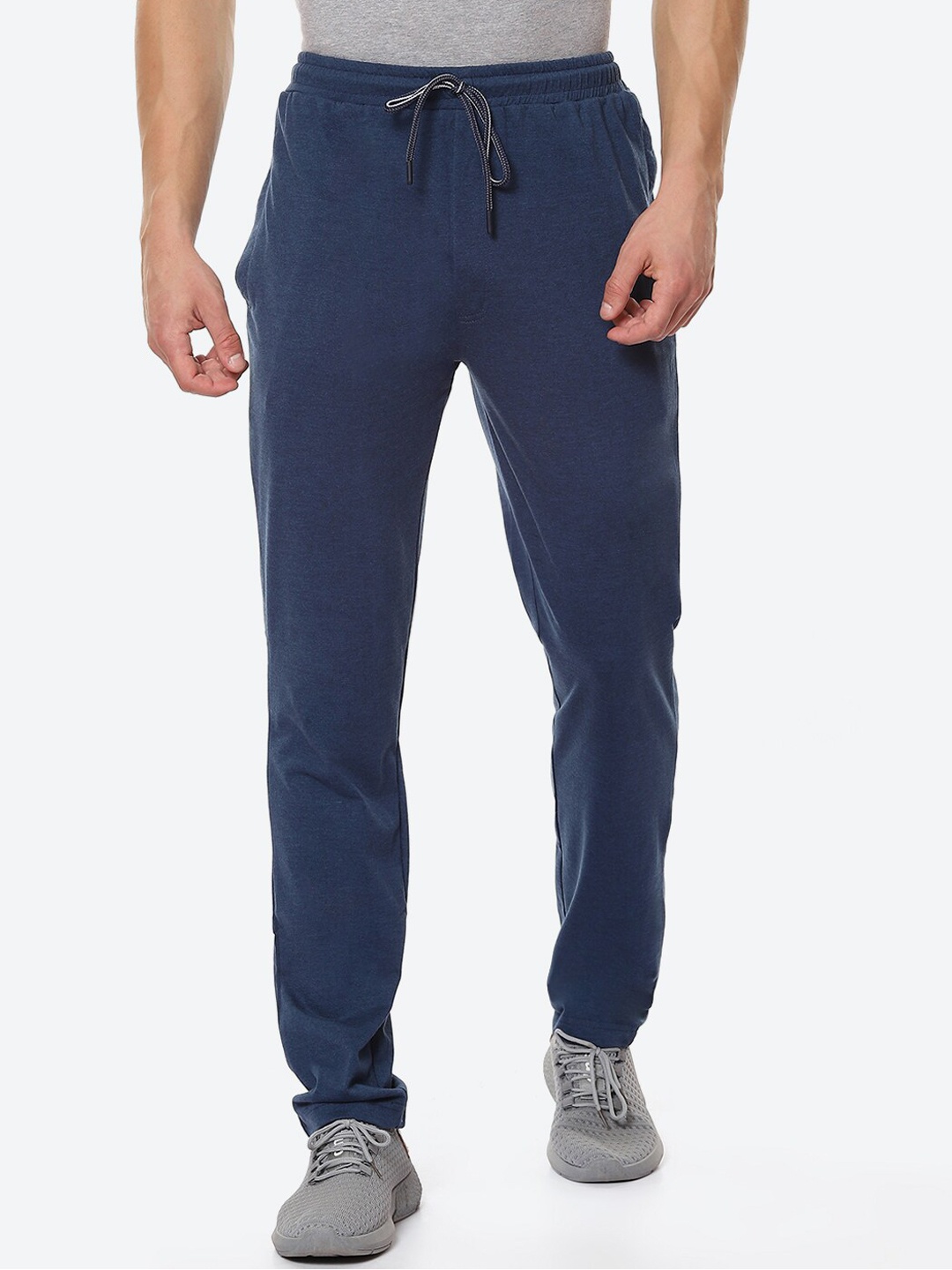 

VINENZIA Men Navy Blue Solid Cotton Track Pants