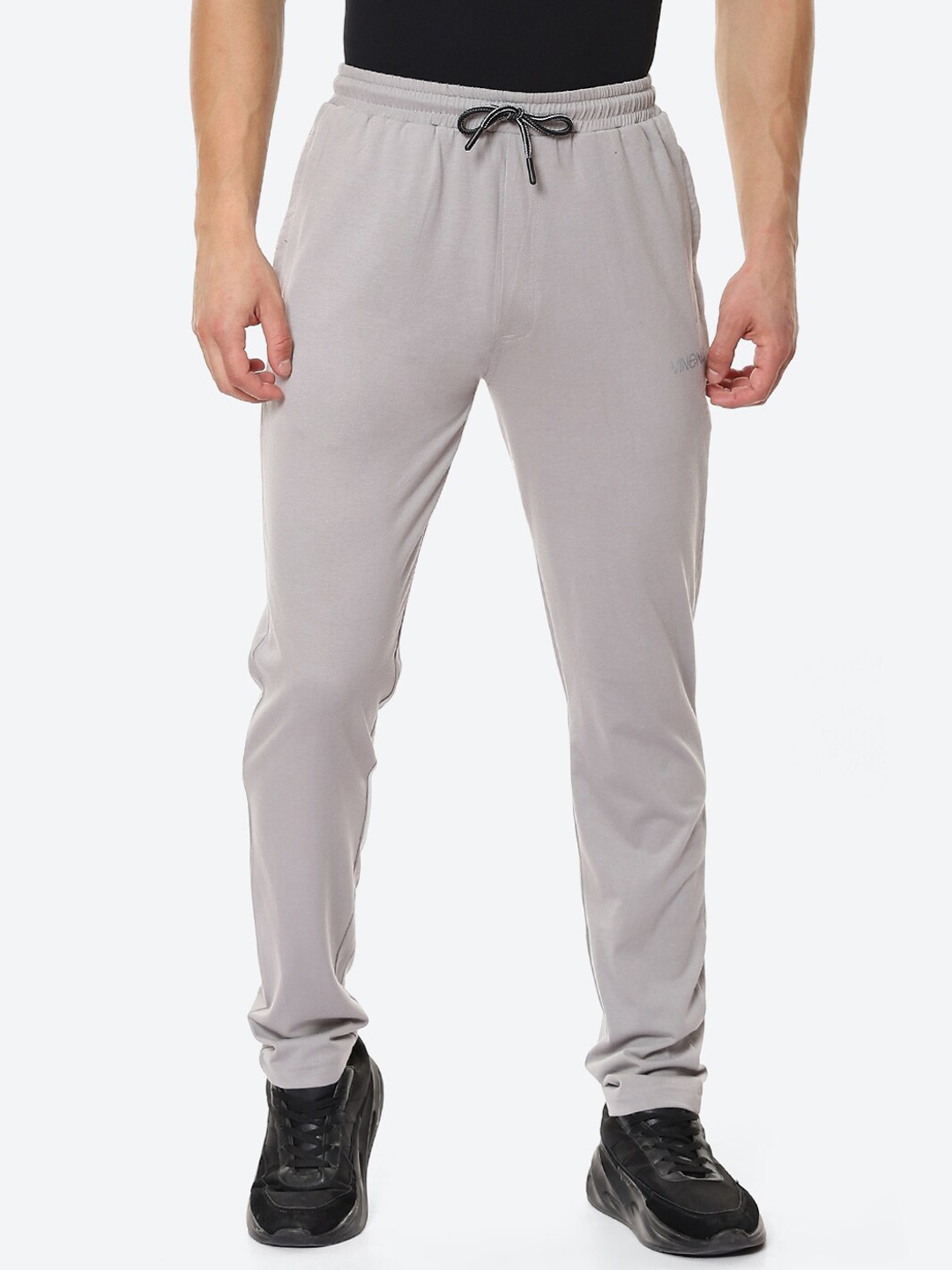 

VINENZIA Men Grey Melange Solid Track Pants