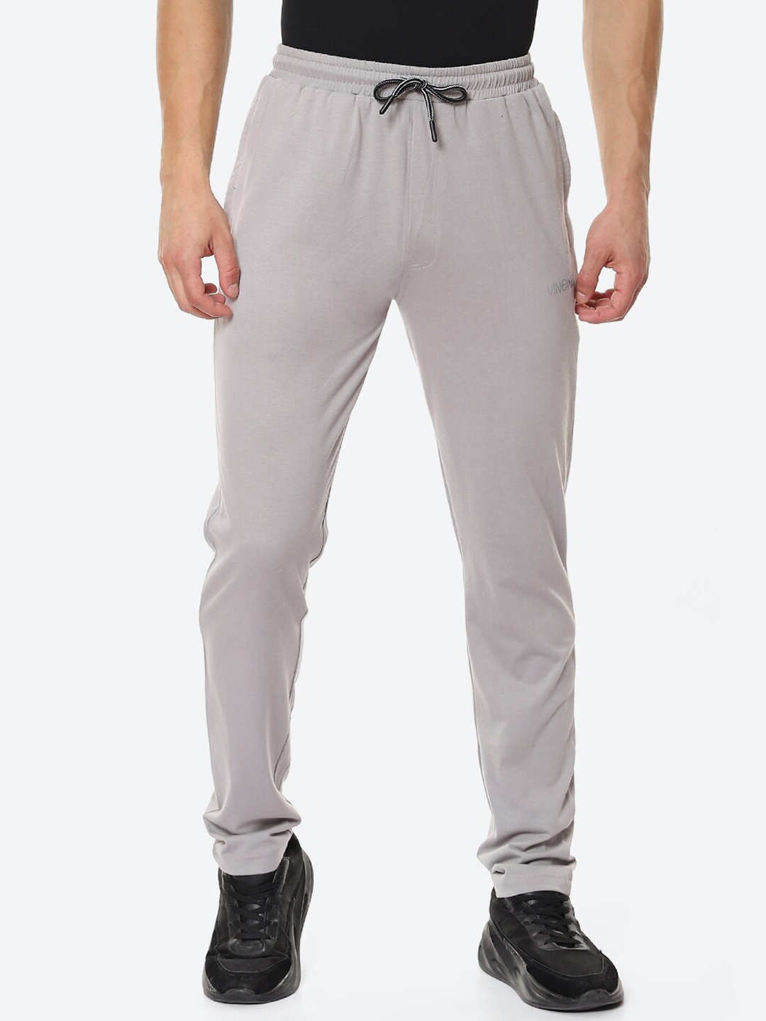 

VINENZIA Men Grey Melange Solid Track Pants