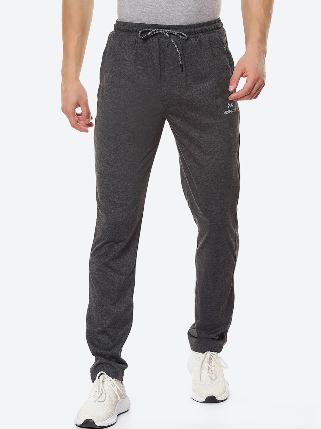 

VINENZIA Men Charcoal Solid Track Pants