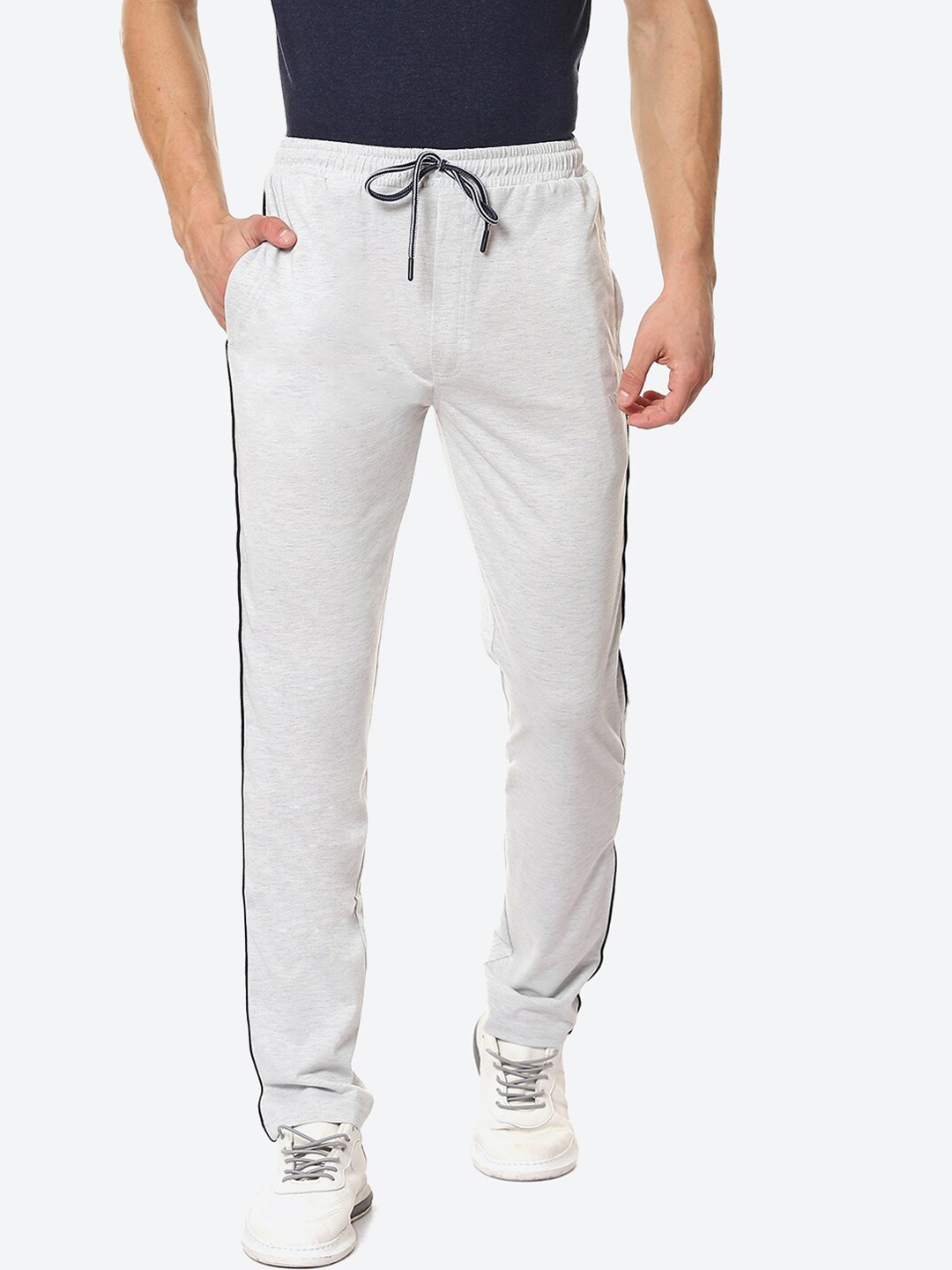 

VINENZIA Men Grey Melange Solid Track Pants