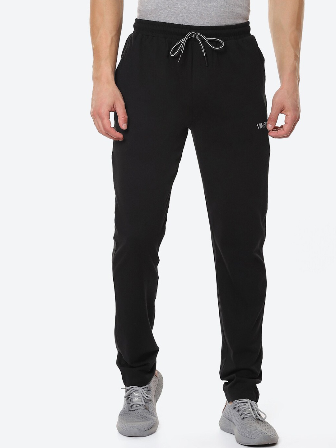 

VINENZIA Men Black Solid Pure Cotton Track Pants