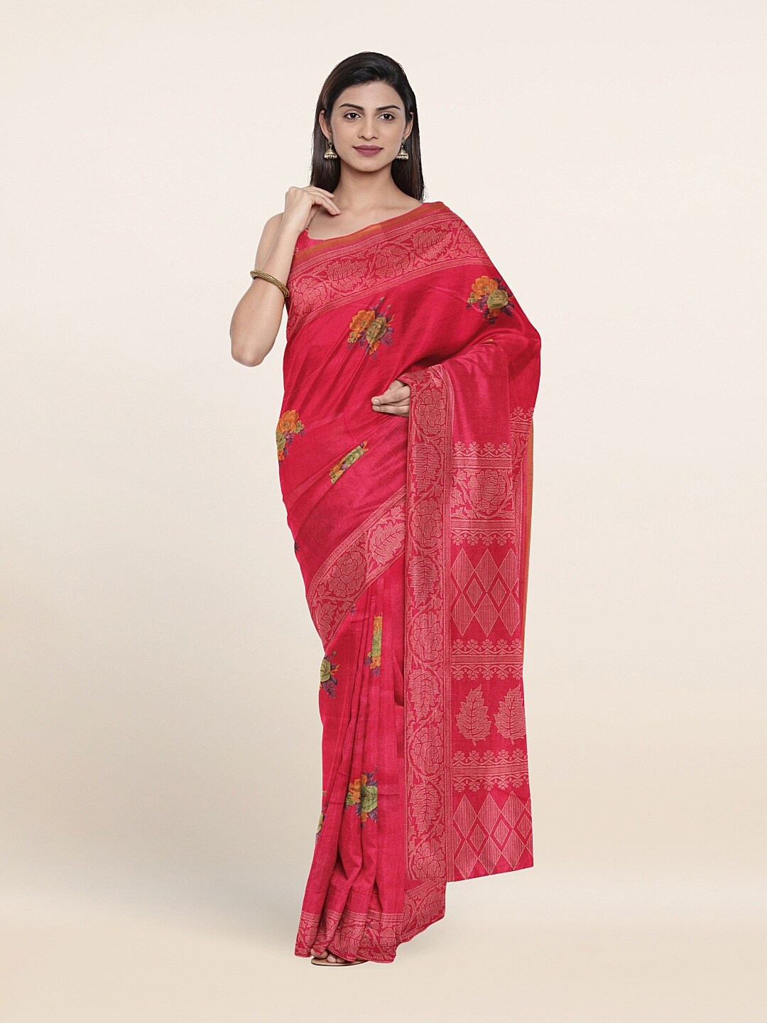 

Pothys Pink Floral Print Saree