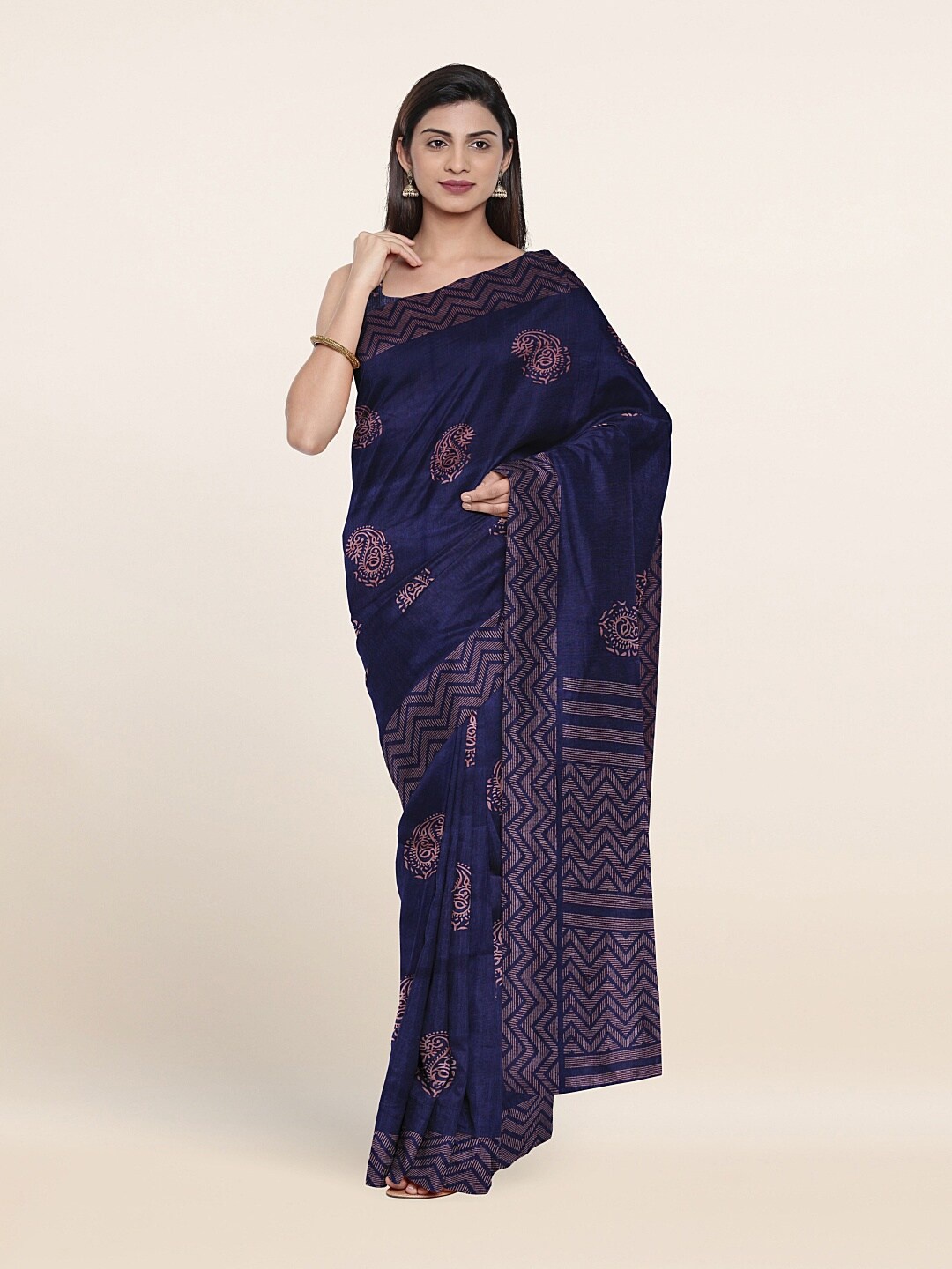 

Pothys Blue & Pink Paisley Saree