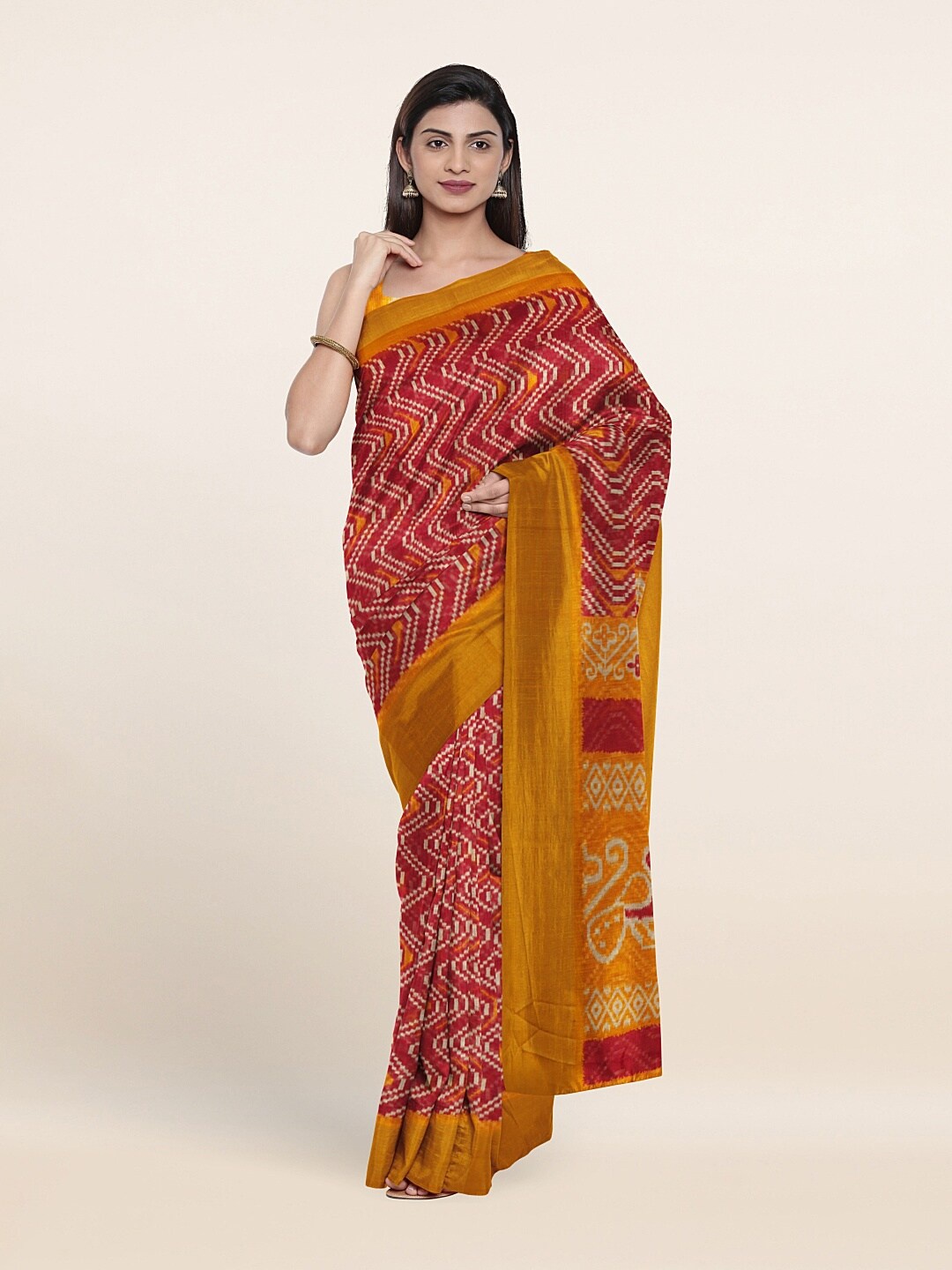 

Pothys Red & Yellow Printed Saree