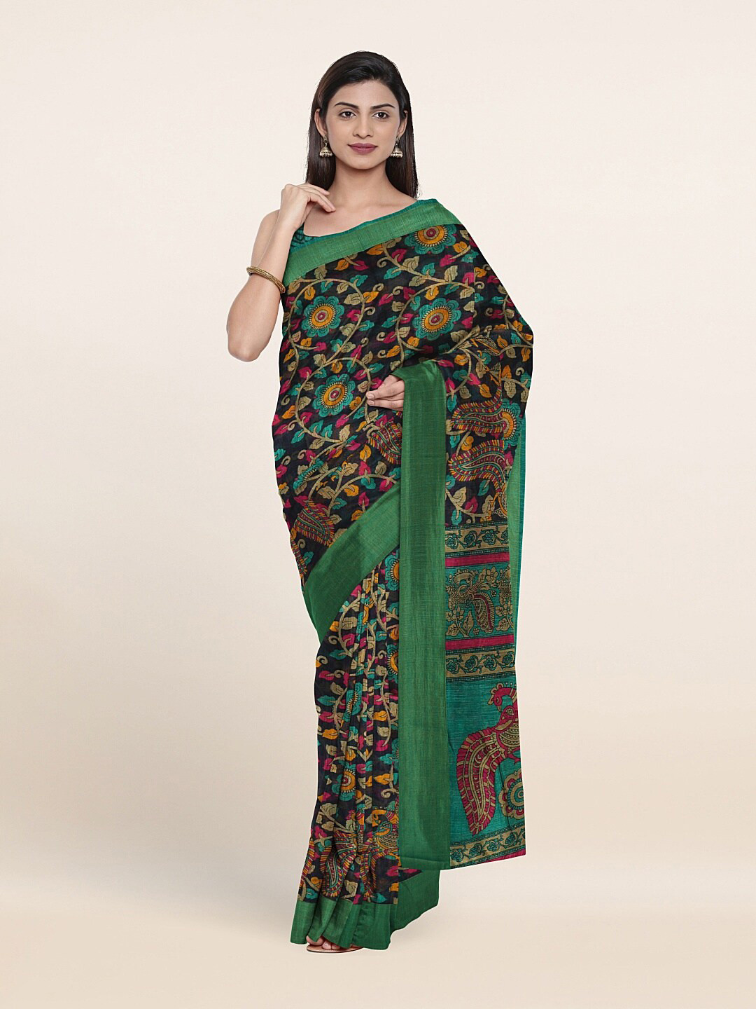 

Pothys Blue & Green Floral Saree
