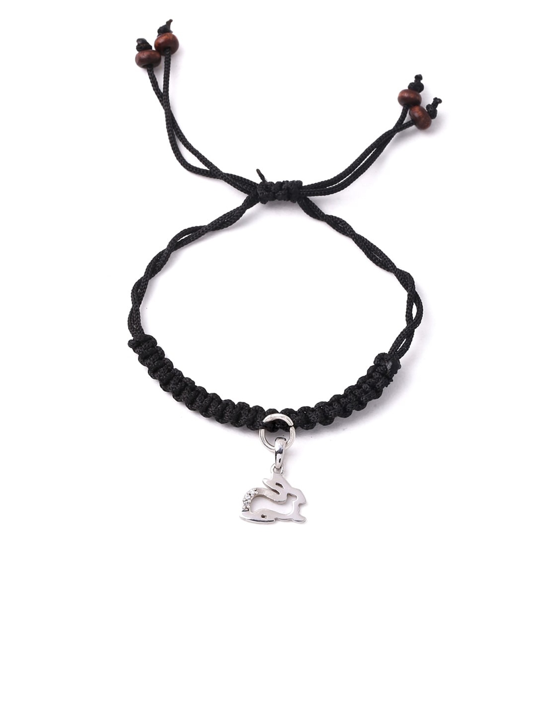 

ADORN by Nikita Ladiwala Black & Silver-Toned Rakhi with Roli Chawal