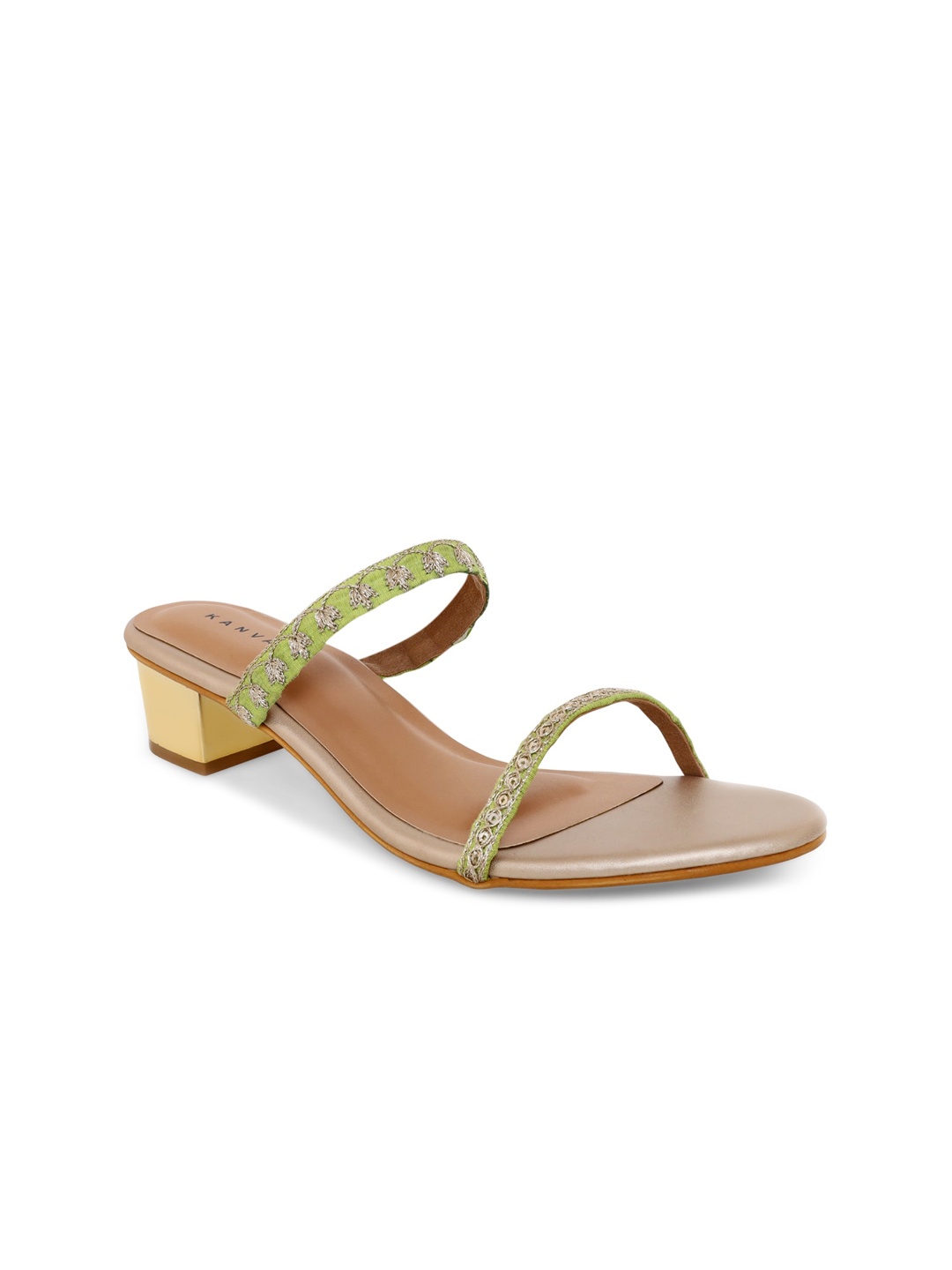 

Kanvas Women Green Embellished Block Sandals