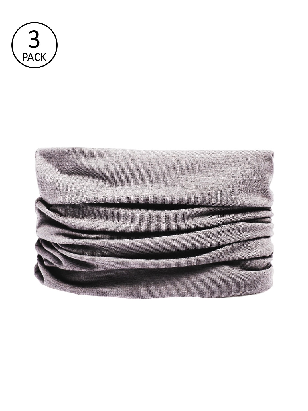 

Heelium Men Pack of 3 Seamless Multipurpose Headband, Grey melange