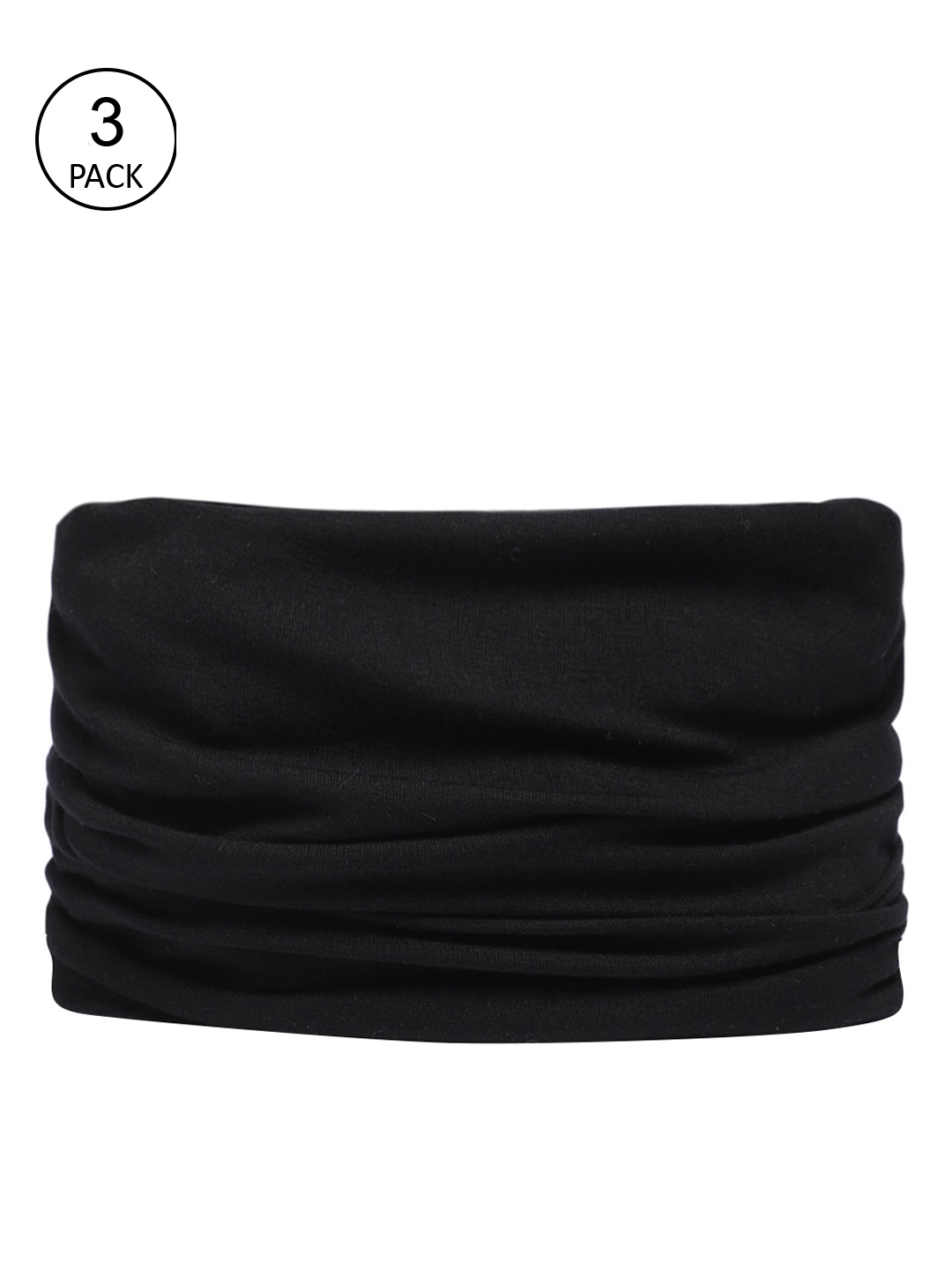 

Heelium Men Pack of 3 Black & Grey Solid Multipurpose Bamboo Bandana Headband