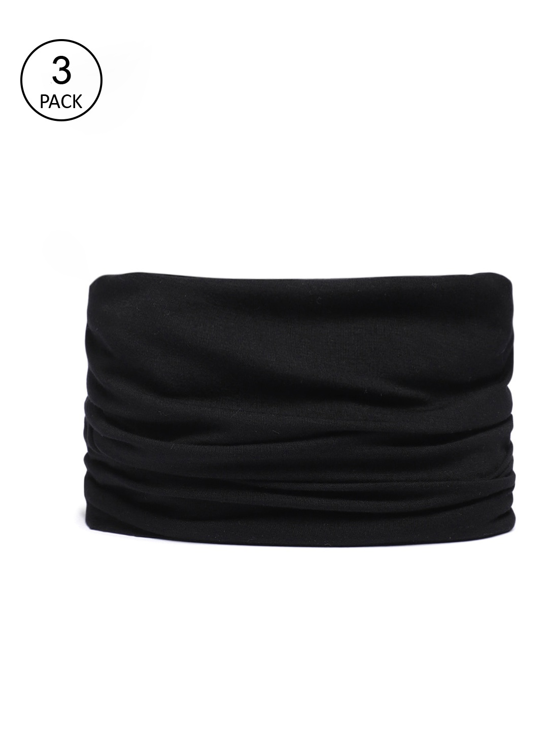 

Heelium Men Pack of 3 Seamless Bamboo Bandana, Black