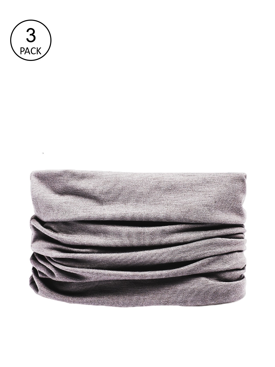 

Heelium Men Pack Of 3 Heelium Bamboo Seamless Multipurpose Bandana, Grey melange