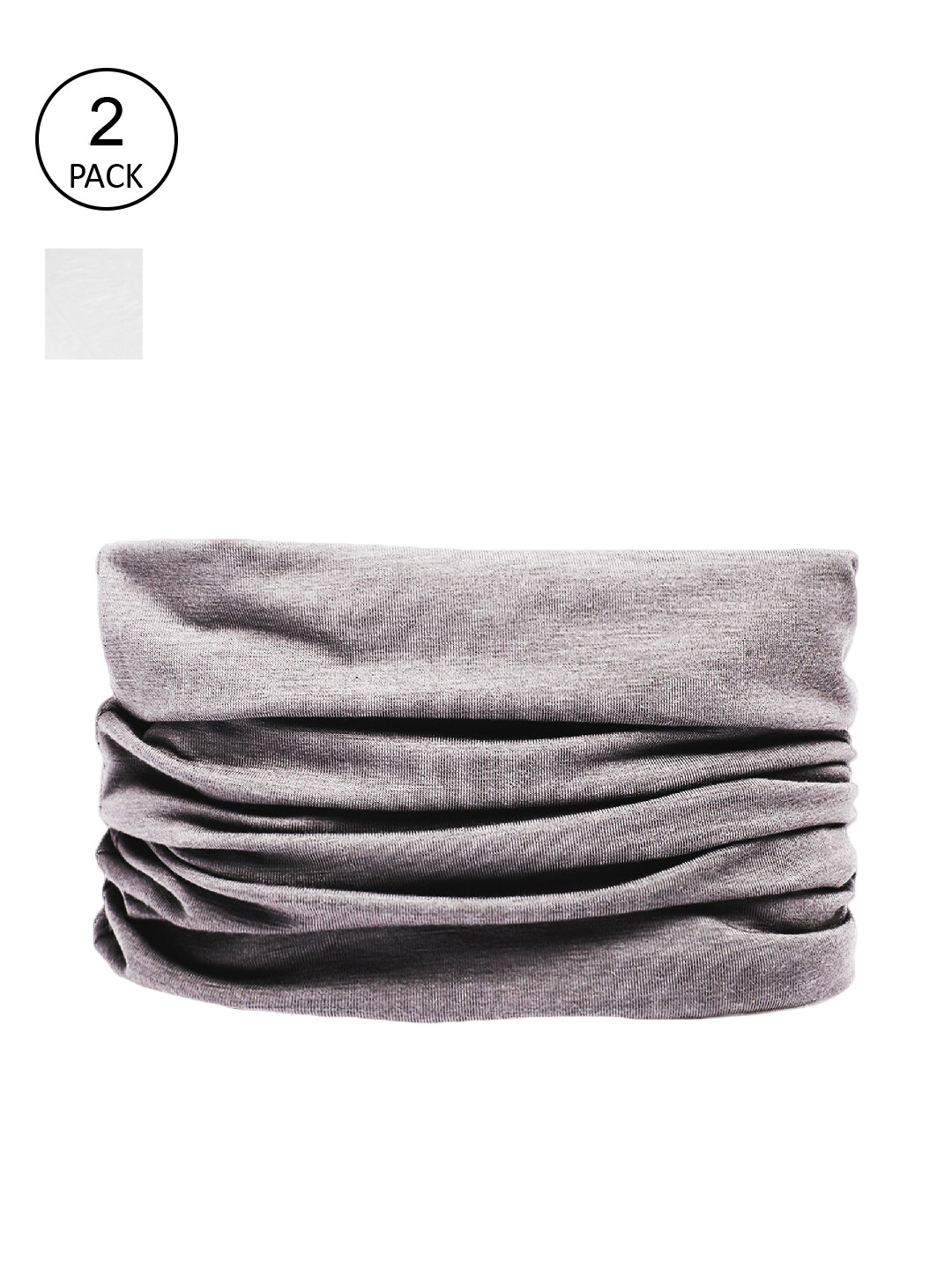 

Heelium Men Pack of 2 Grey & White Solid Bamboo Bandana