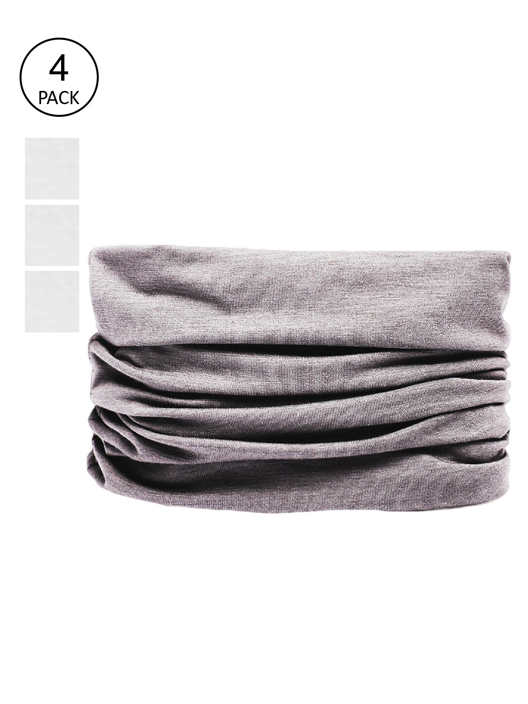 

Heelium Men Pack of 4 Solid Multipurpose Bamboo Bandana Headband, White