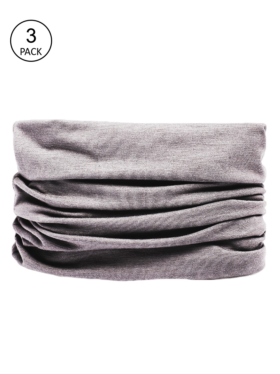 

Heelium Pack of 3 Men Light Grey Melange Solid Bamboo Seamless Bandana Multipurpose Headband