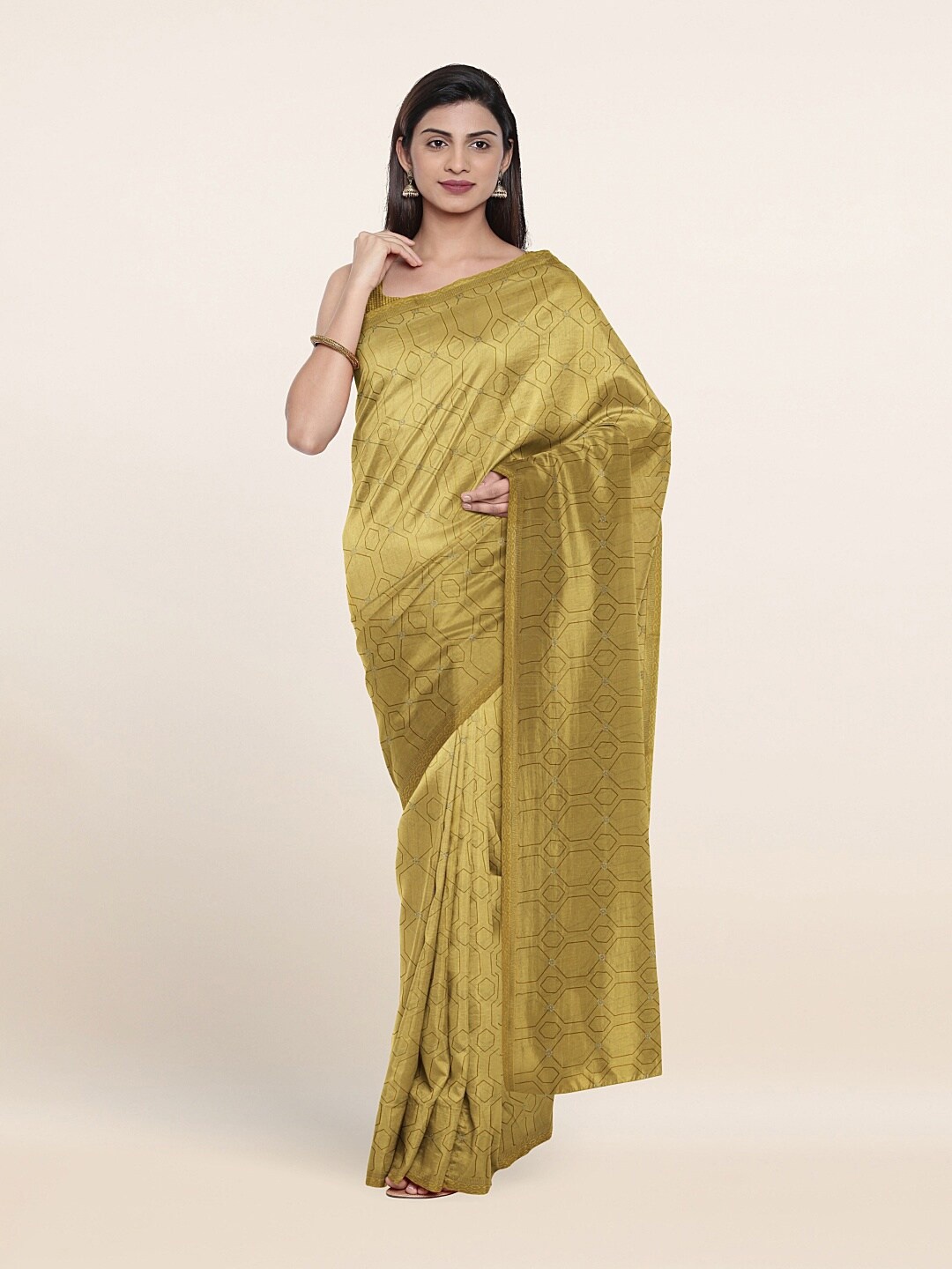 

Pothys Yellow & Brown Printed Saree