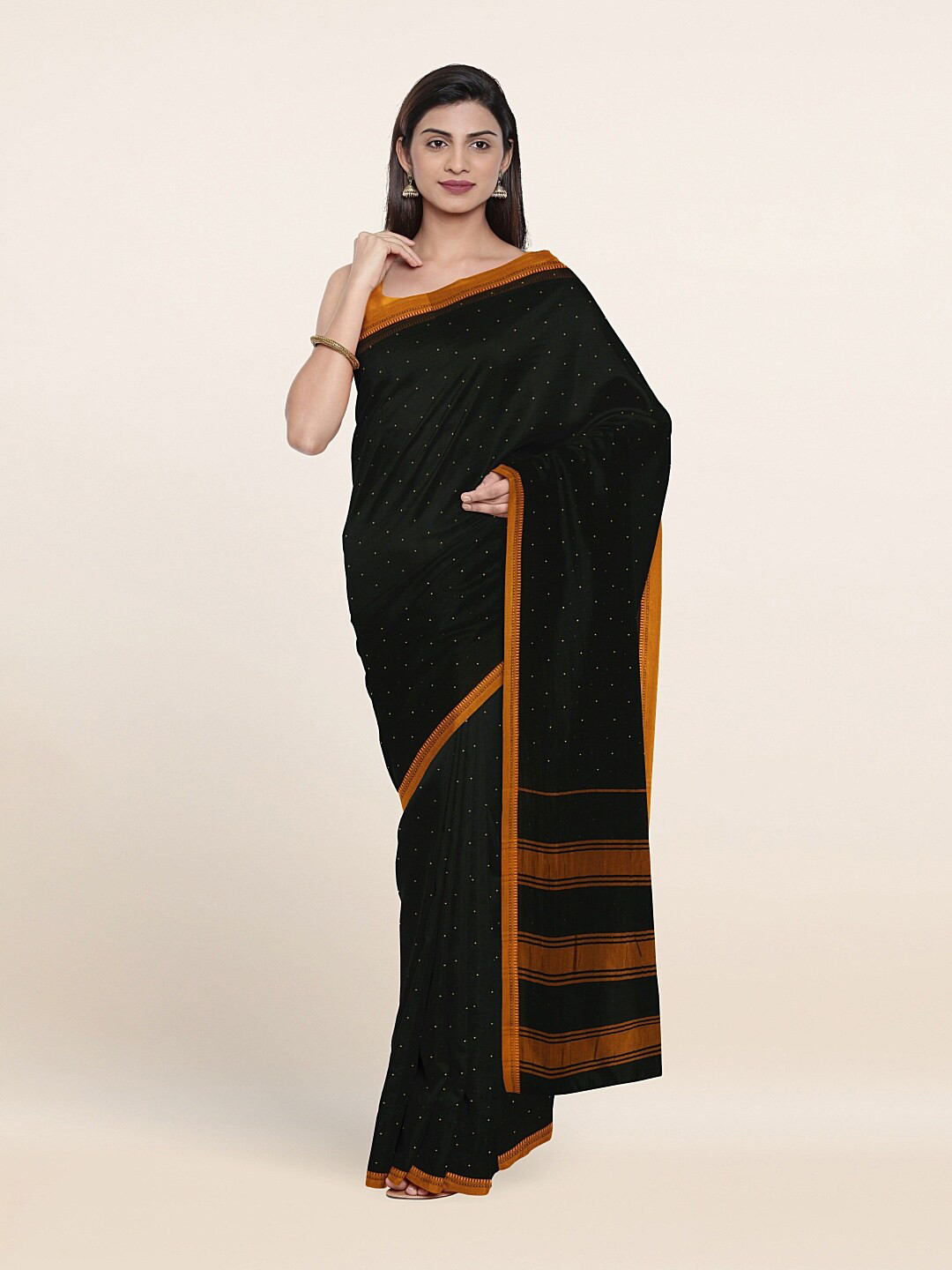 

Pothys Black & White Embellished Zari Saree