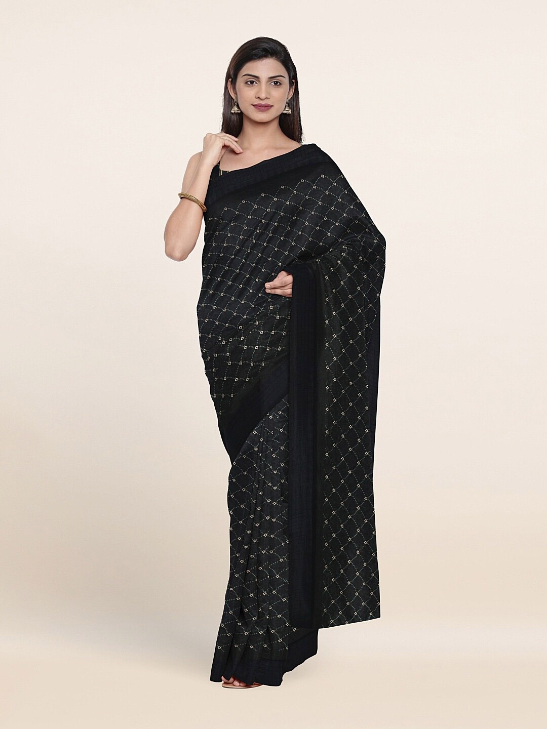 

Pothys Navy Blue & White Saree