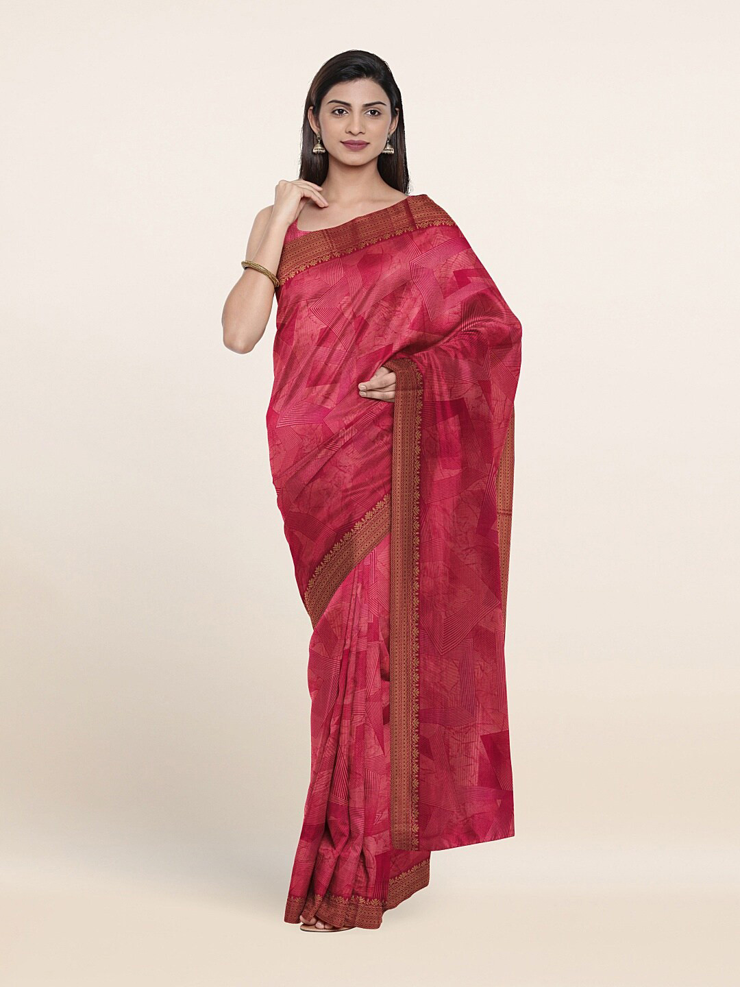 

Pothys Pink Geometric Printed Saree