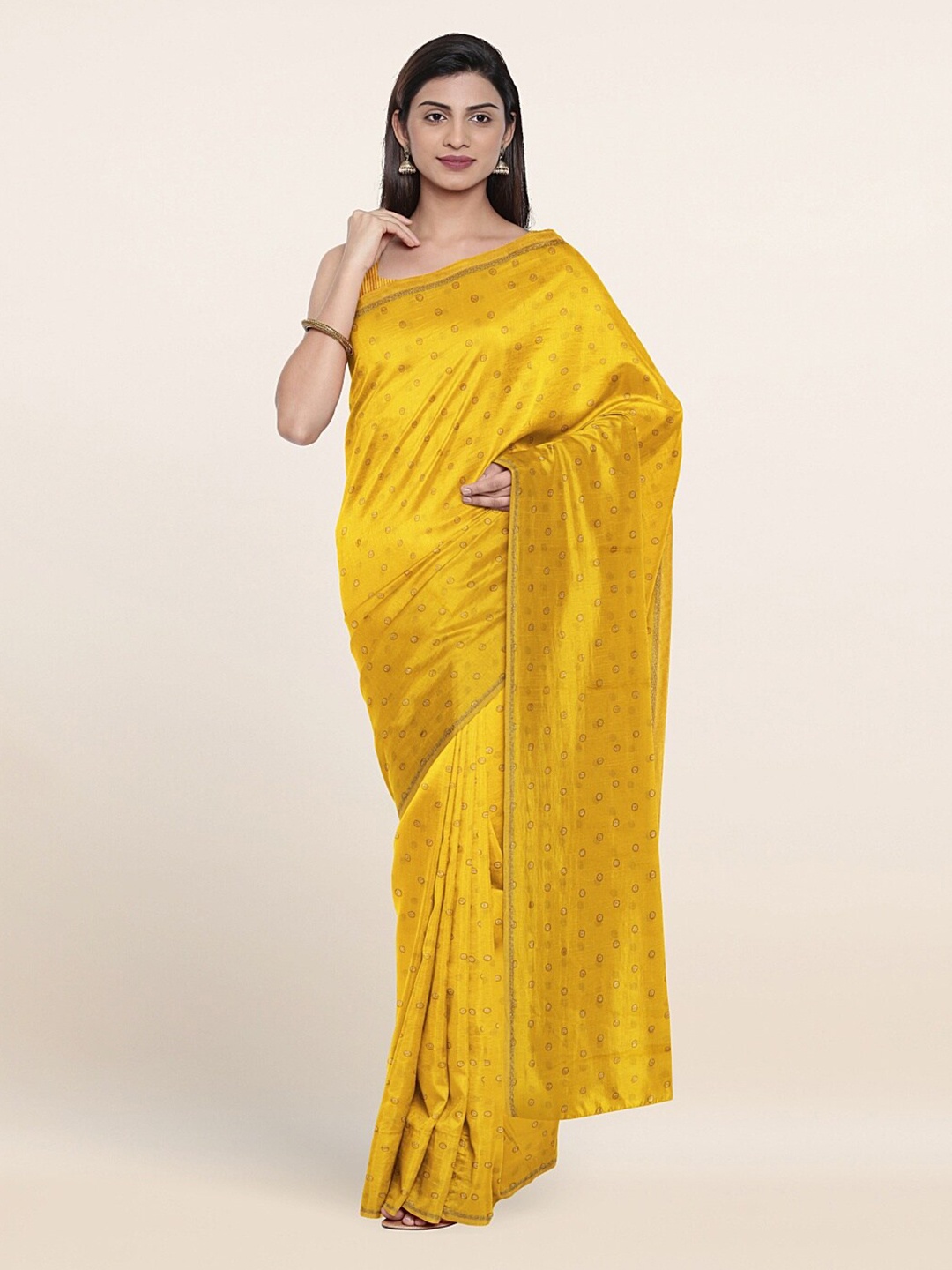 

Pothys Yellow & Golden Printed Saree