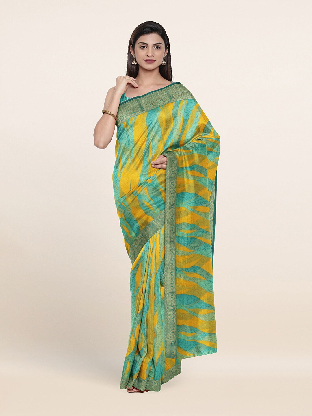 

Pothys Blue & Yellow Saree