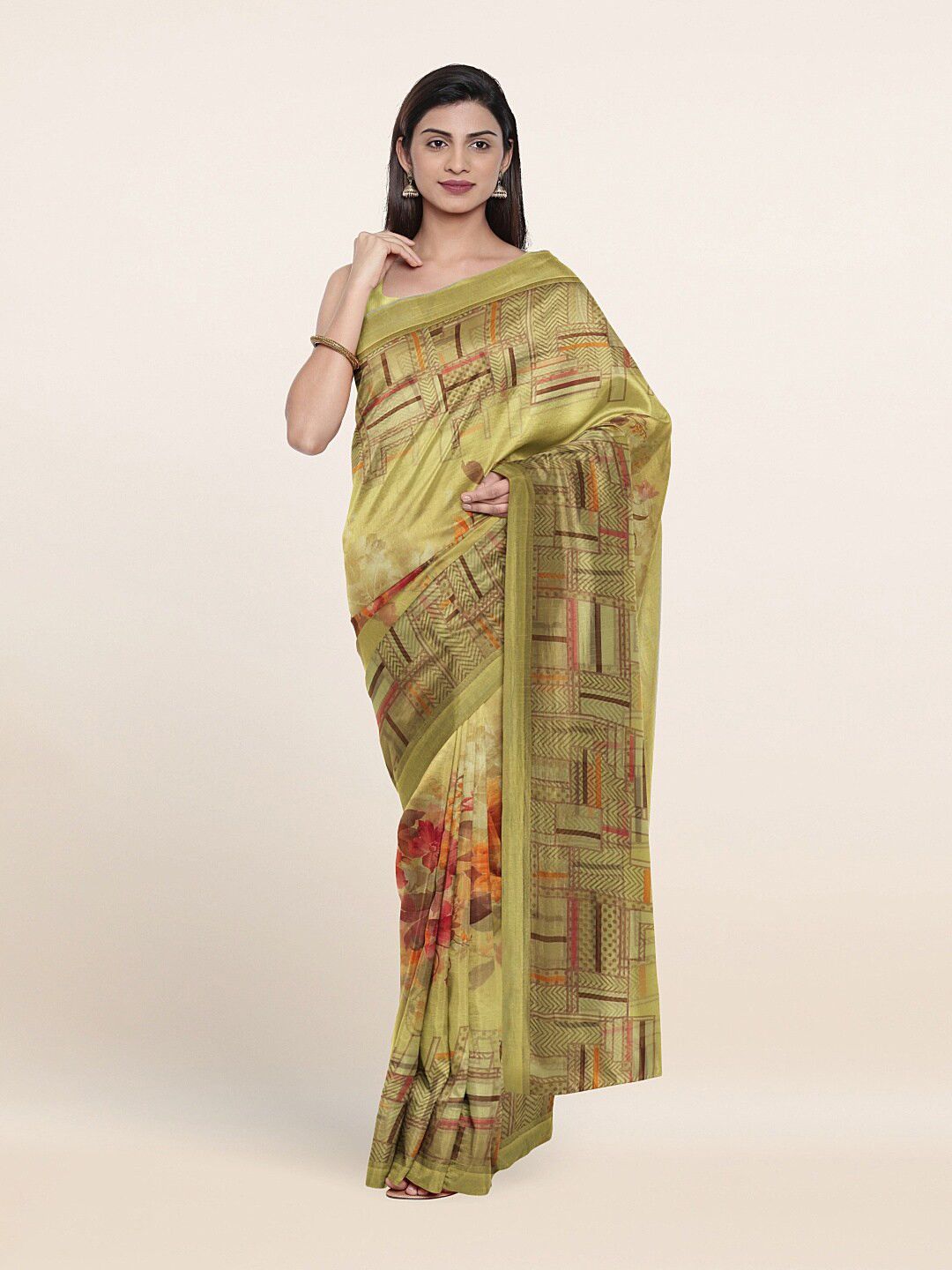 

Pothys Yellow & Orange Printed Saree