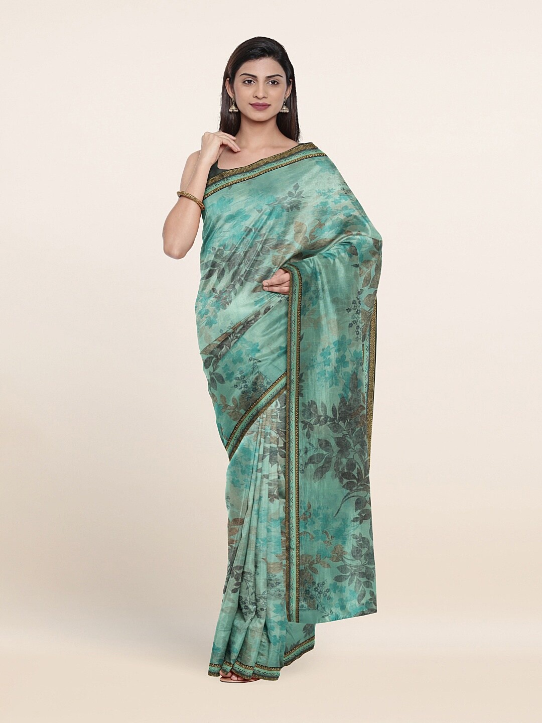 

Pothys Blue & Grey Floral Printed Saree