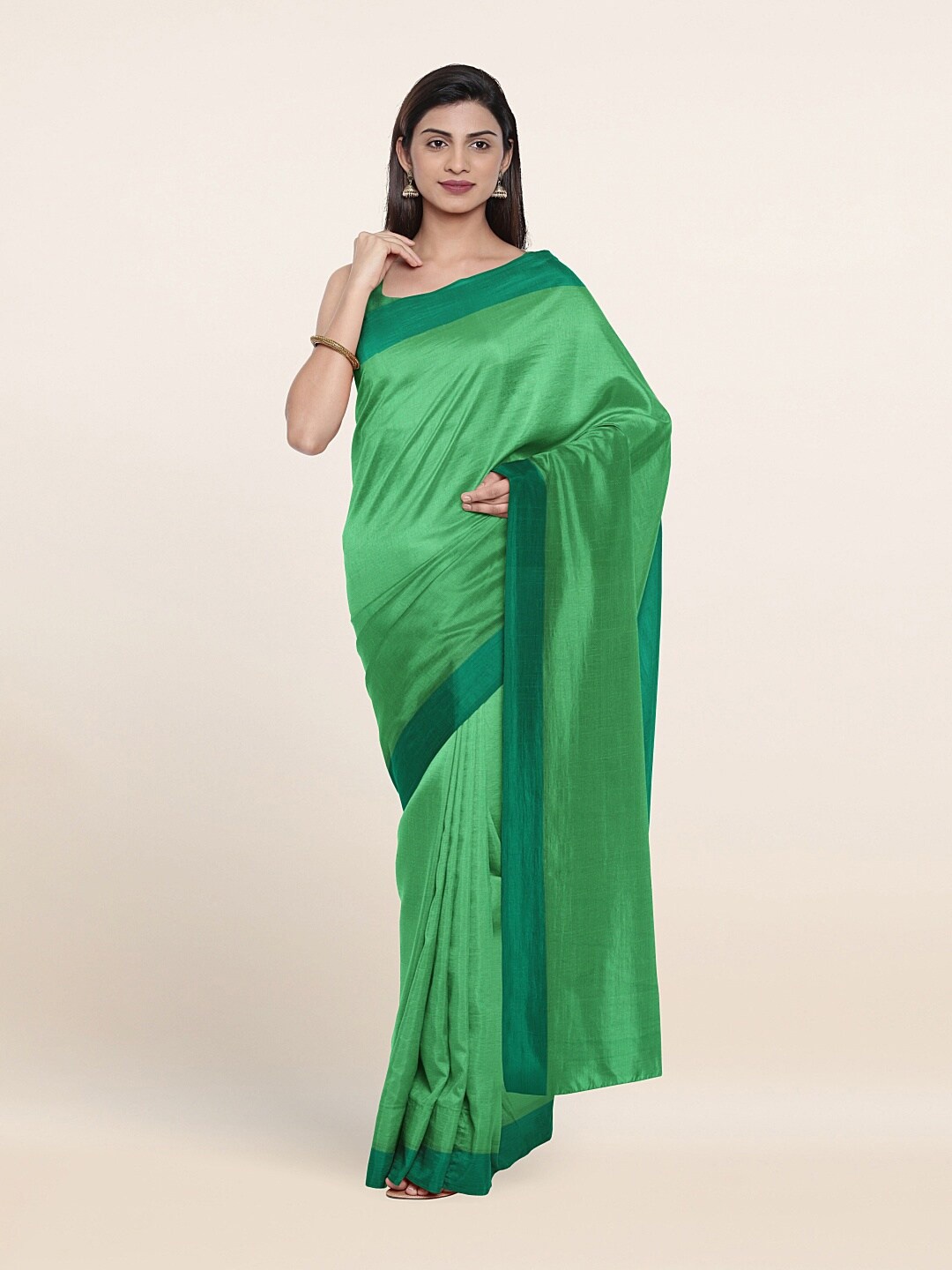 

Pothys Green Solid Saree